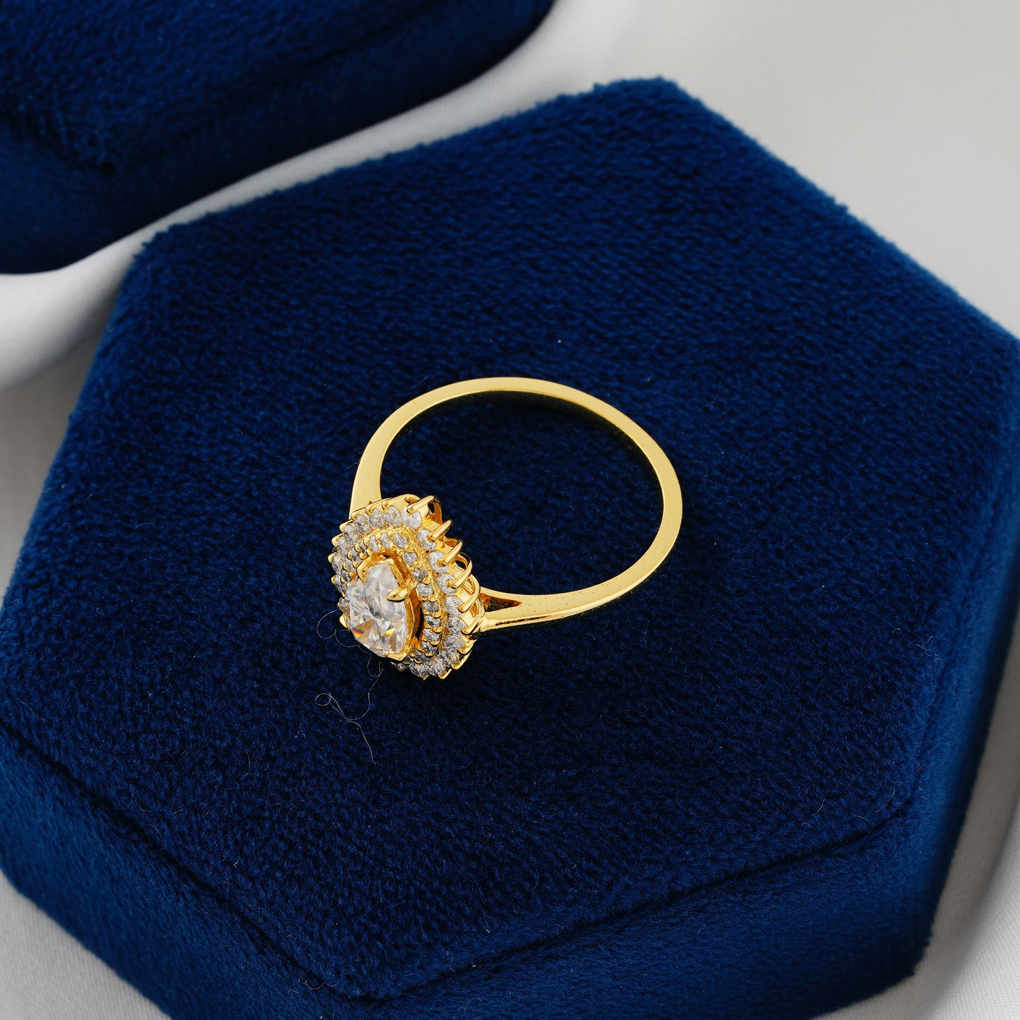 0.94 CT Pear Cut Lab Grown Diamond Double Halo Engagement Ring – Eternal Elegance