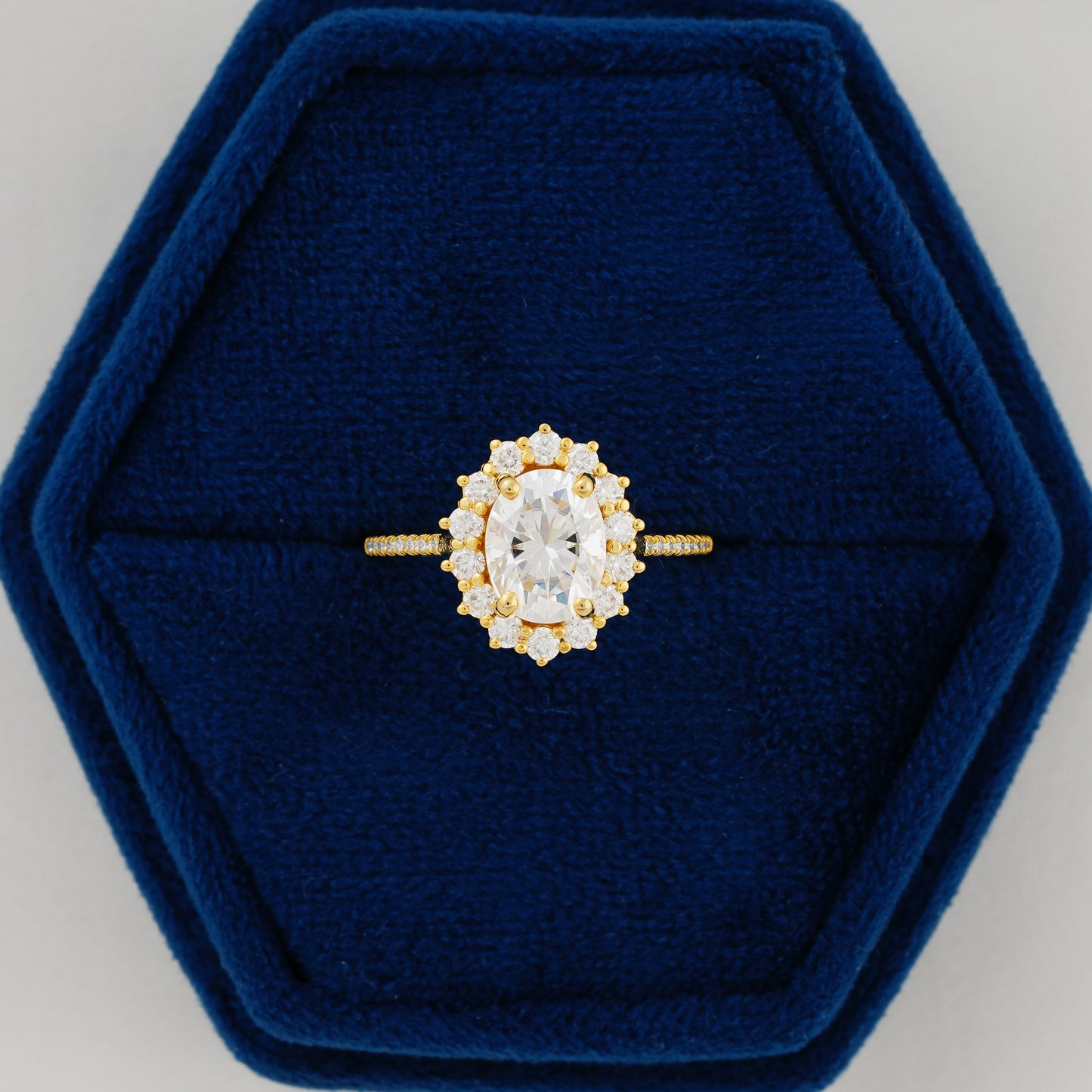 1.91 CT Oval Cut Lab Grown Diamond Halo Engagement Ring | Elegant Oval Diamond Ring