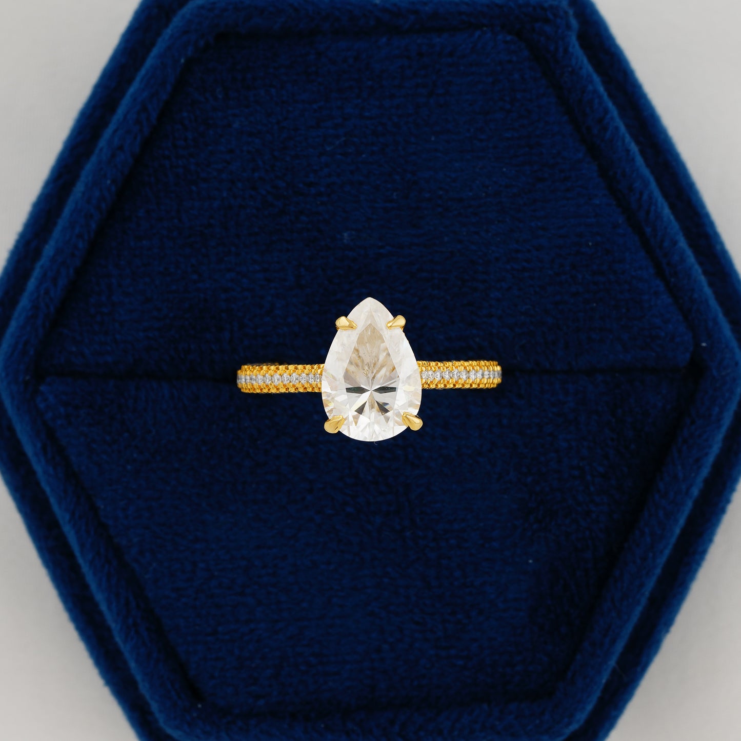 3.1 CT Pear Cut Lab Grown Diamond Engagement Ring