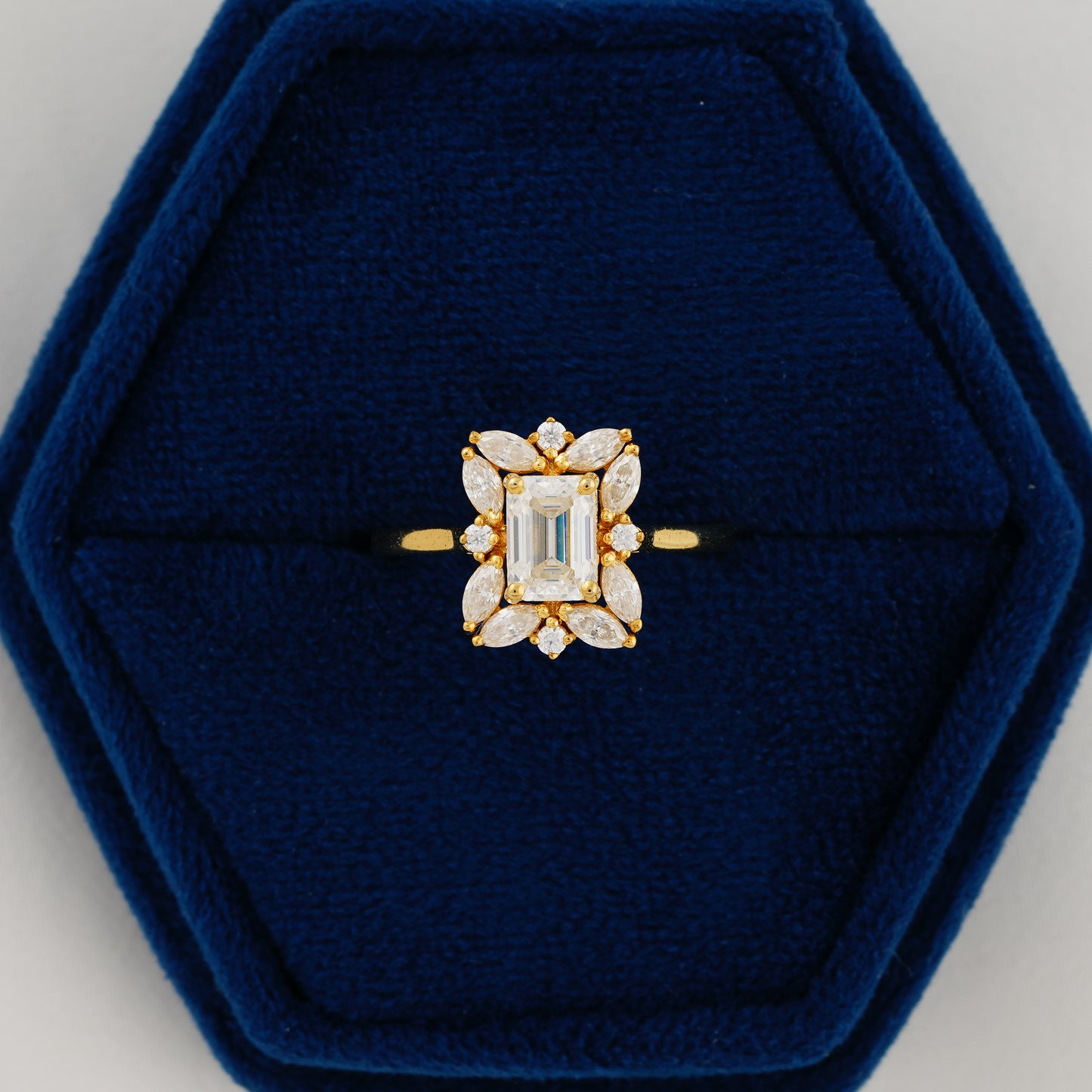 0.92 CT Emerald Cut Lab Grown Diamond Halo Engagement Ring – The Promise of Forever