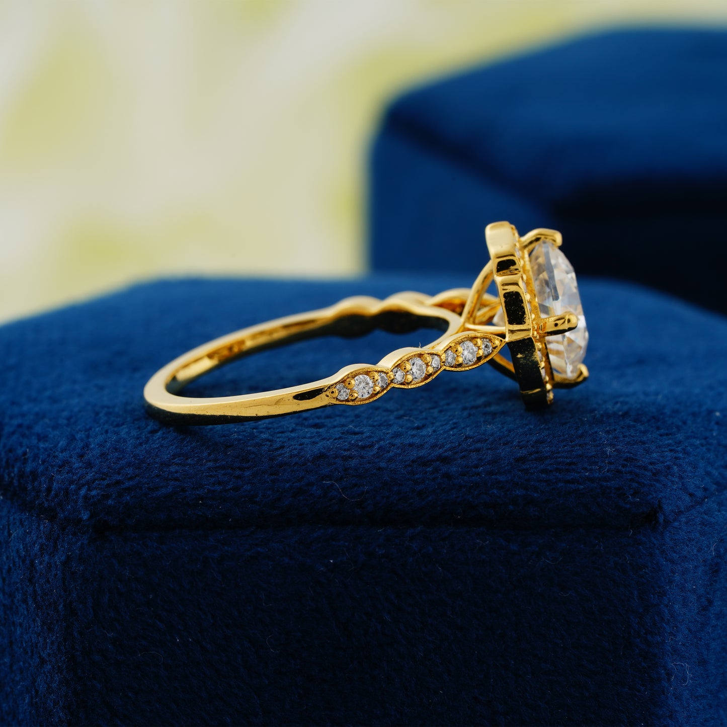 2.10 CT Cushion Cut Lab Grown Diamond Ring – Royal Radiance in Gold