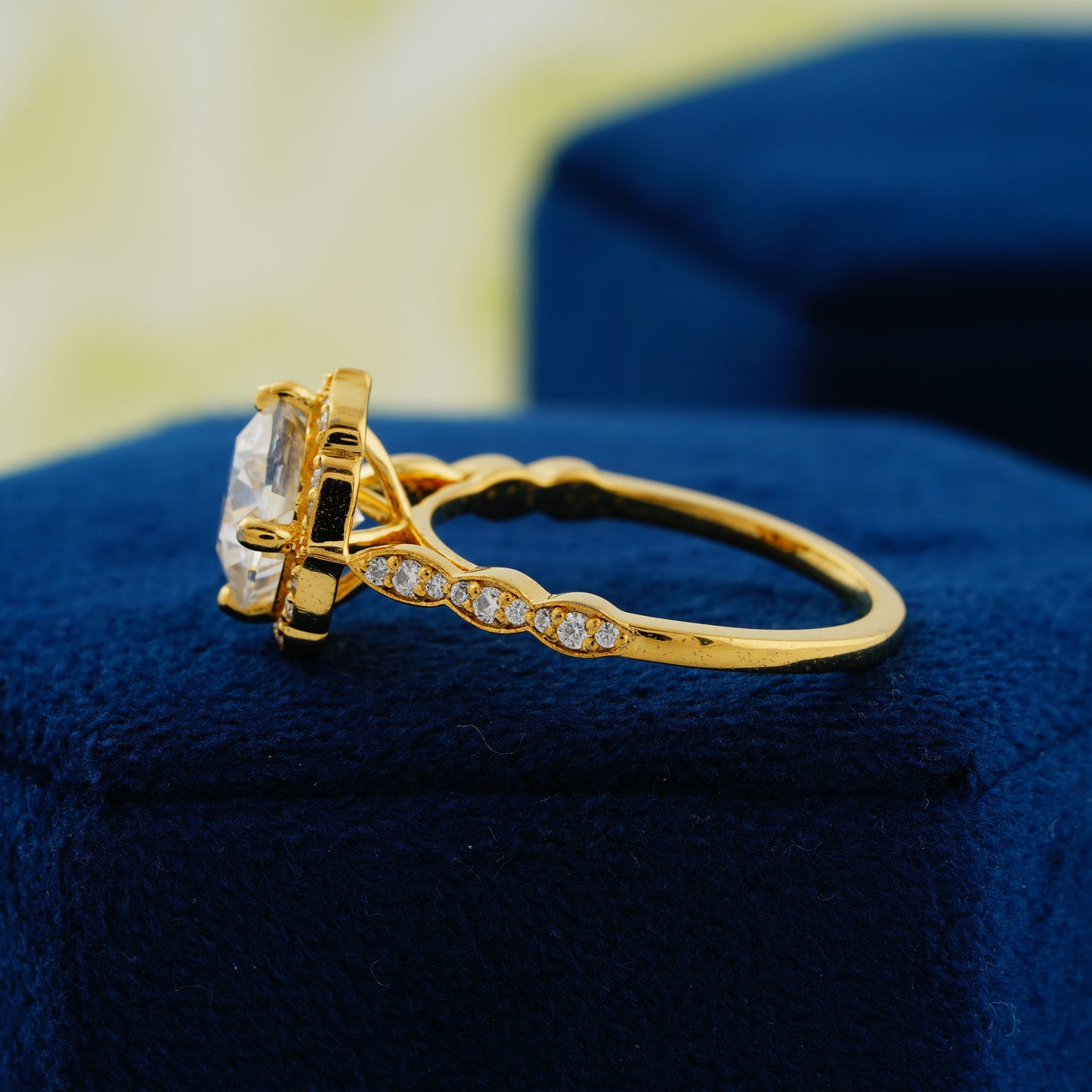 2.10 CT Cushion Cut Lab Grown Diamond Ring – Royal Radiance in Gold