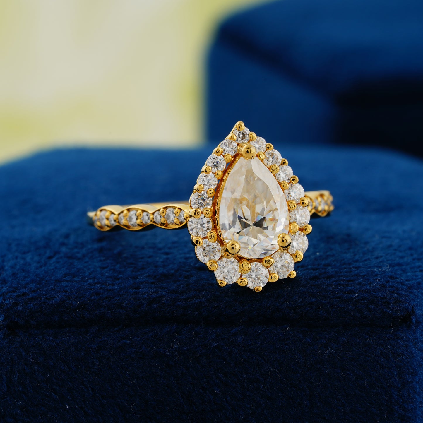 1.93 CT Pear Halo Lab Grown Diamond Engagement Ring – The Dewdrop Promise