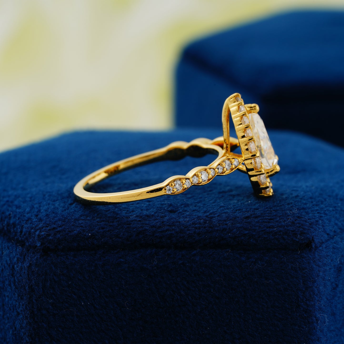 1.93 CT Pear Halo Lab Grown Diamond Engagement Ring – The Dewdrop Promise