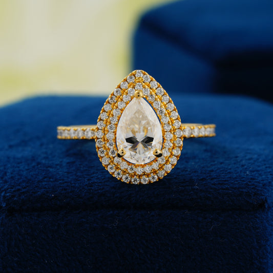 1.33 CT Pear Cut Lab Grown Diamond Double Halo Engagement Ring – The Eternal Teardrop