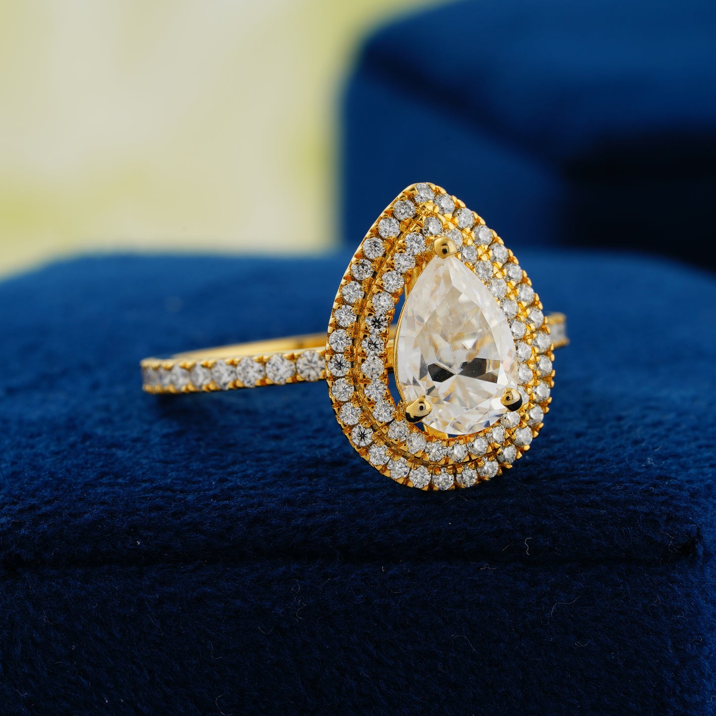 1.33 CT Pear Cut Lab Grown Diamond Double Halo Engagement Ring – The Eternal Teardrop