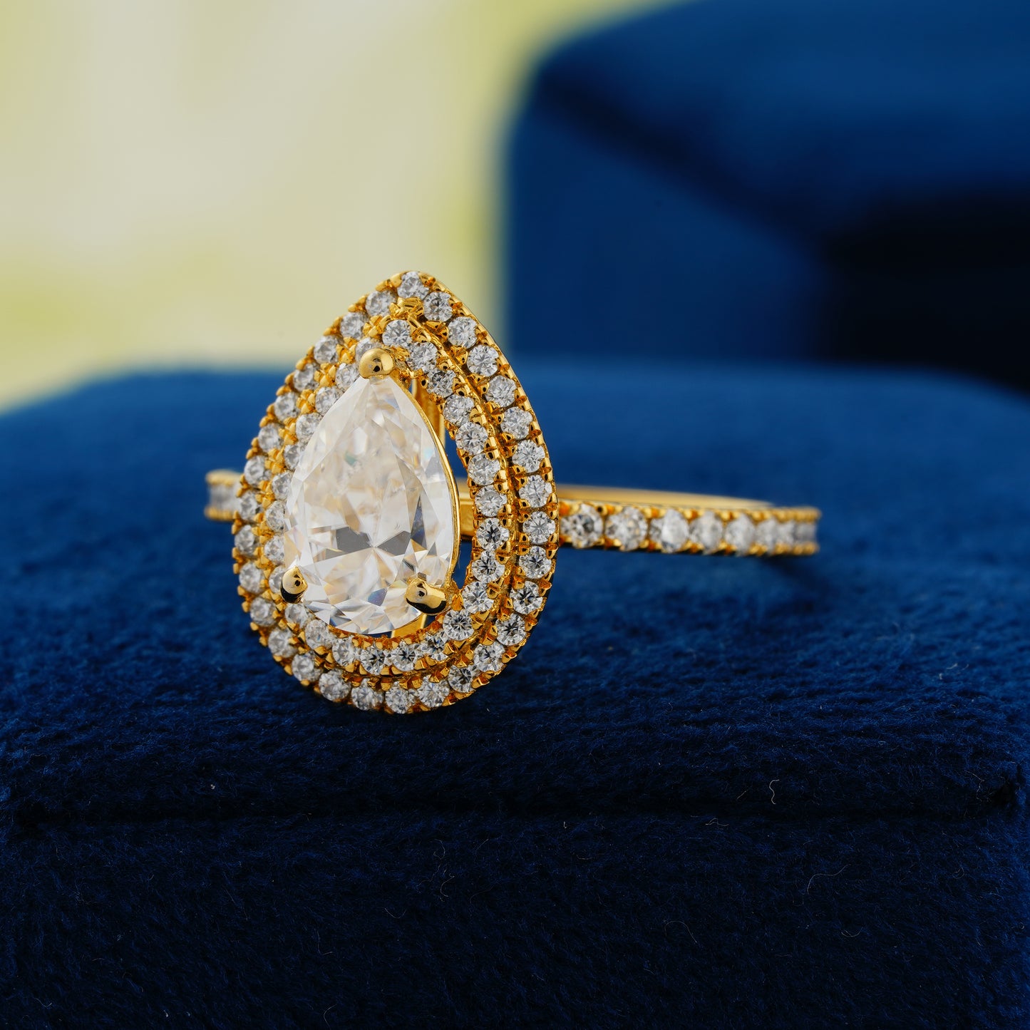 1.33 CT Pear Cut Lab Grown Diamond Double Halo Engagement Ring – The Eternal Teardrop