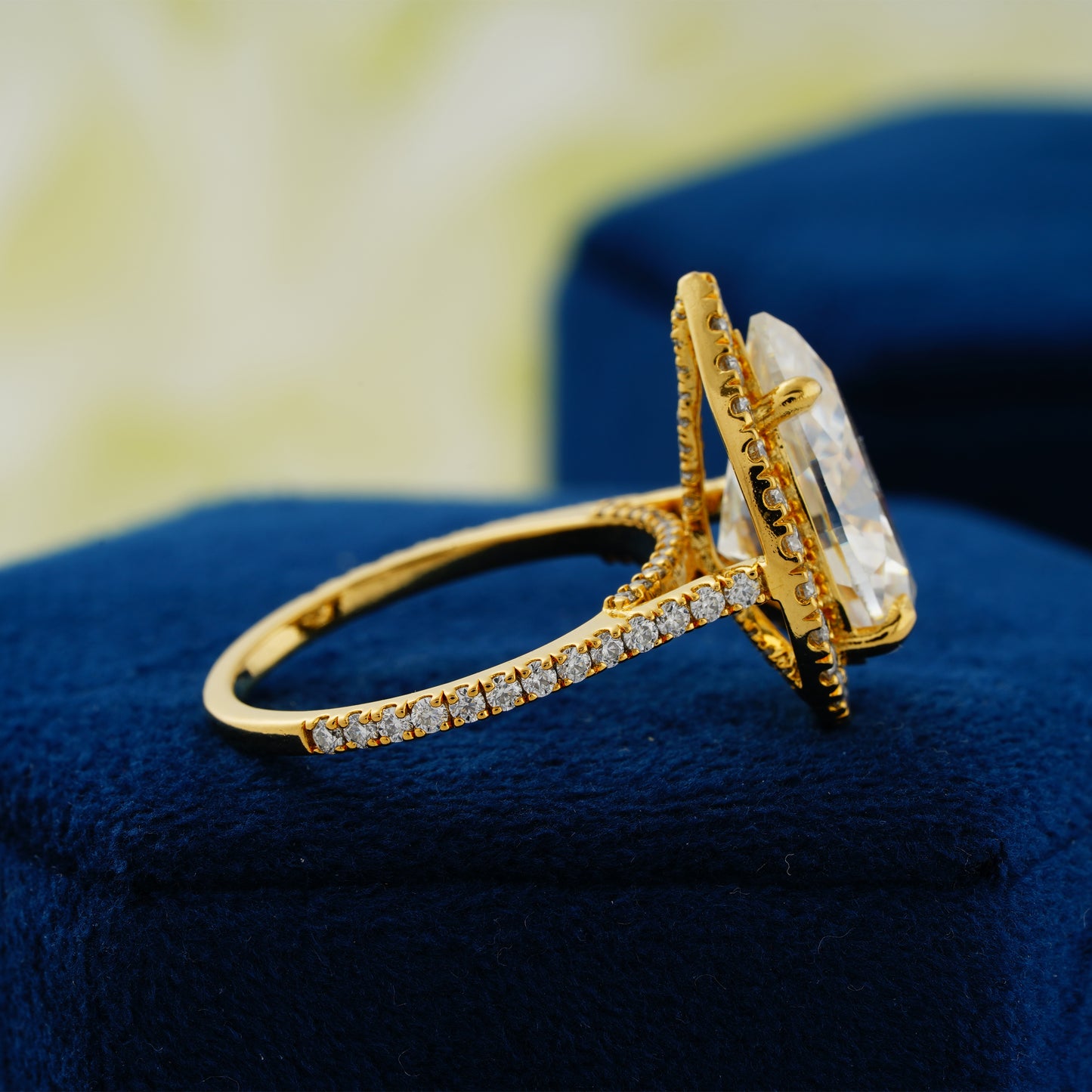 6.15 CT Pear Cut Lab Grown Diamond Engagement Ring