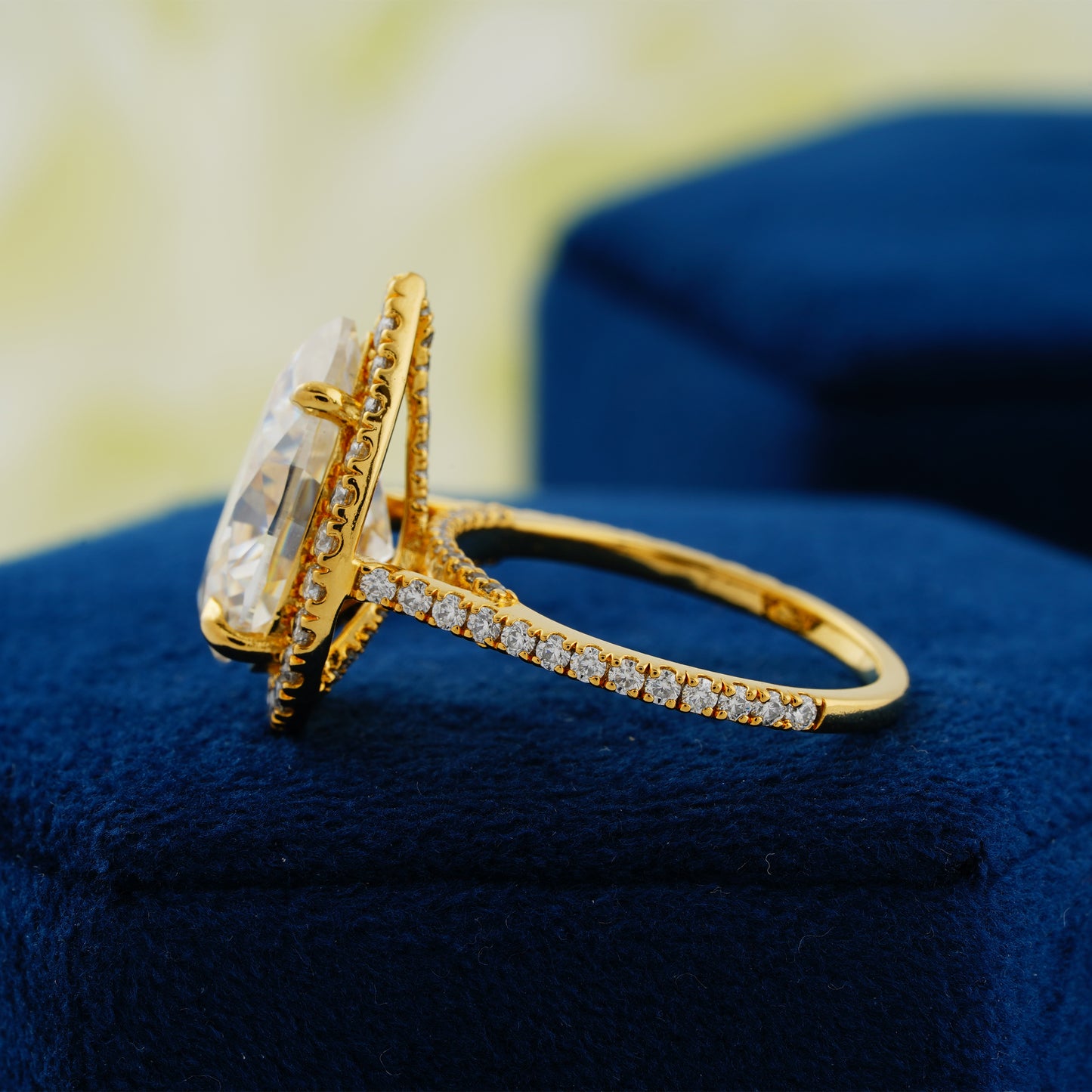 6.15 CT Pear Cut Lab Grown Diamond Engagement Ring