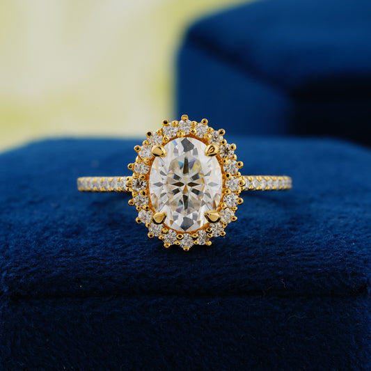 1.91 CT Oval Cut Lab Grown Diamond Halo Engagement Ring – The Grace of Forever