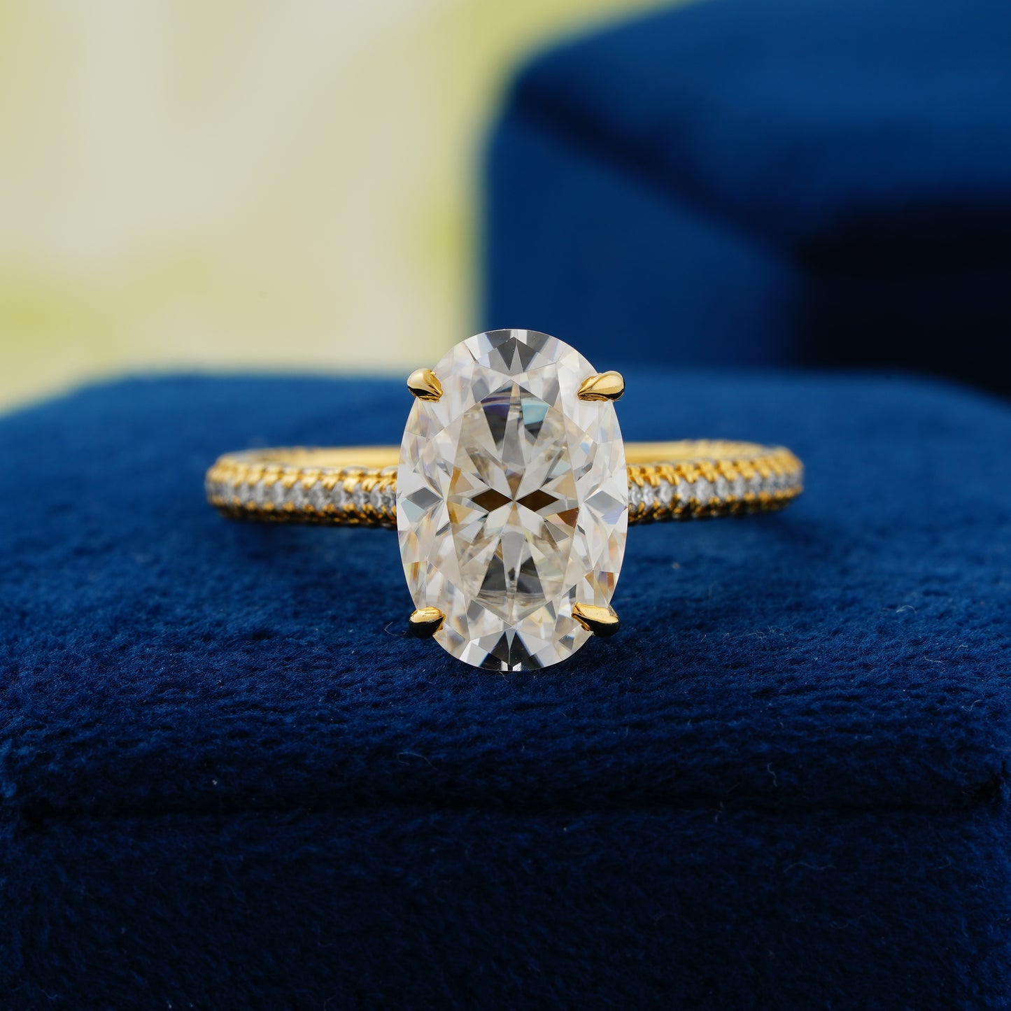 4 CT Oval Cut Double Pavé  Diamond Engagement Ring