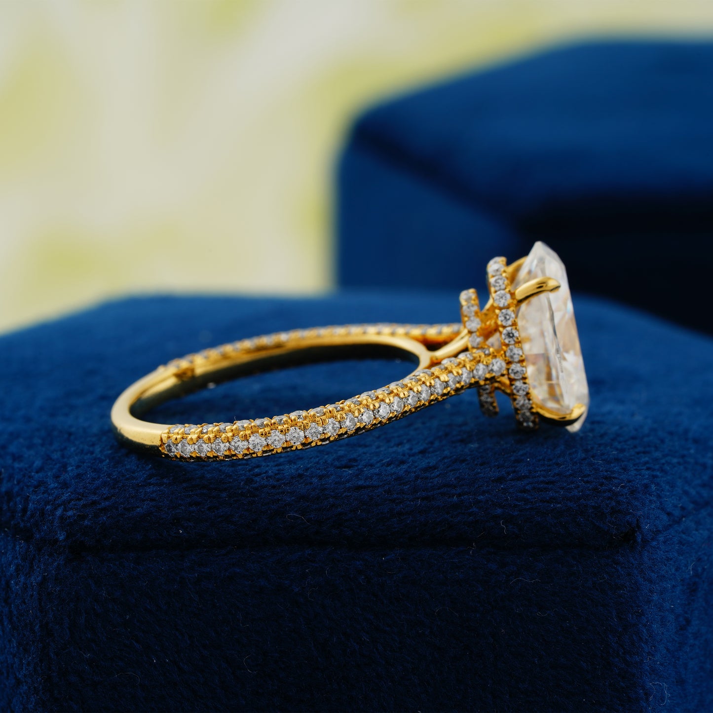 4 CT Oval Cut Double Pavé  Diamond Engagement Ring