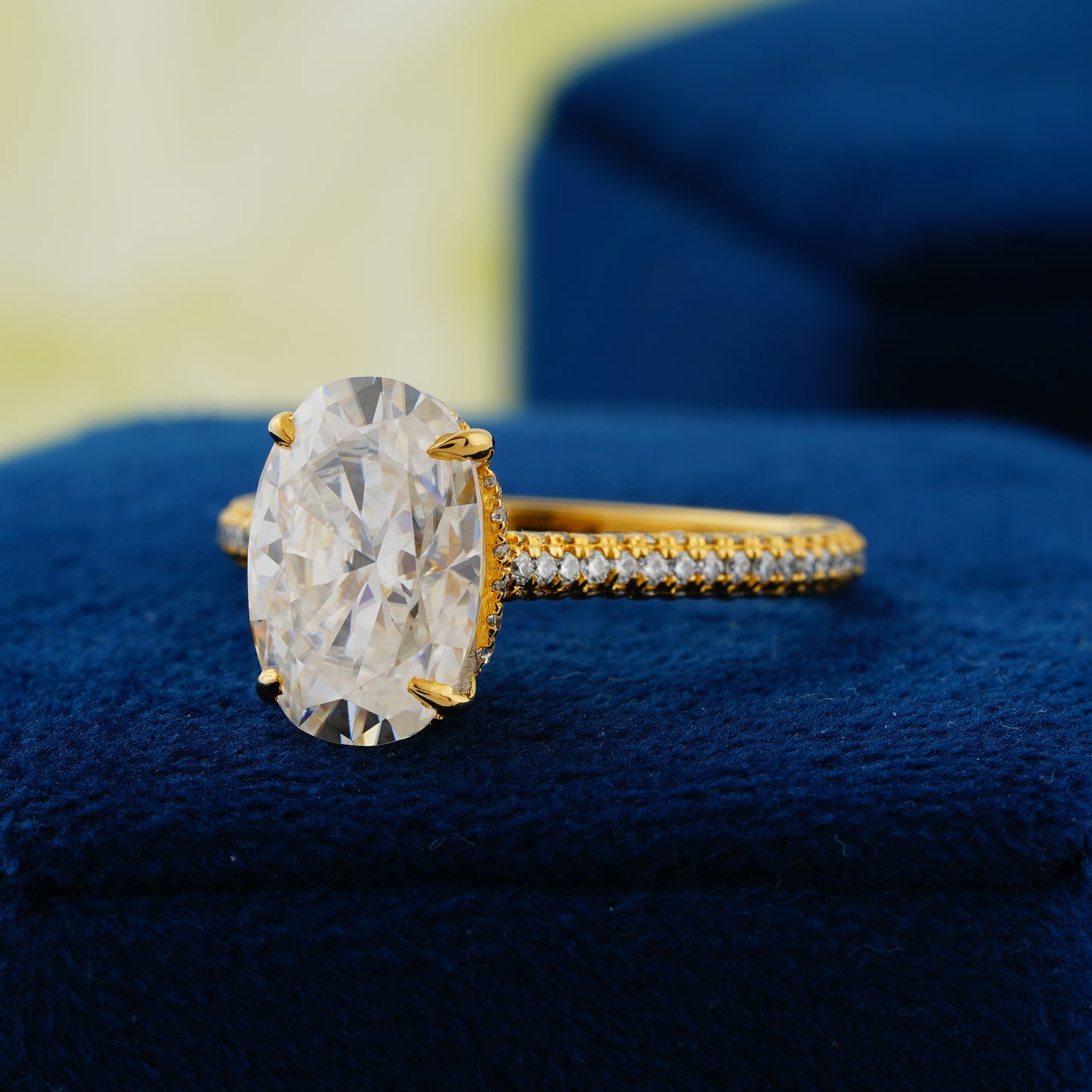 4 CT Oval Cut Double Pavé  Diamond Engagement Ring