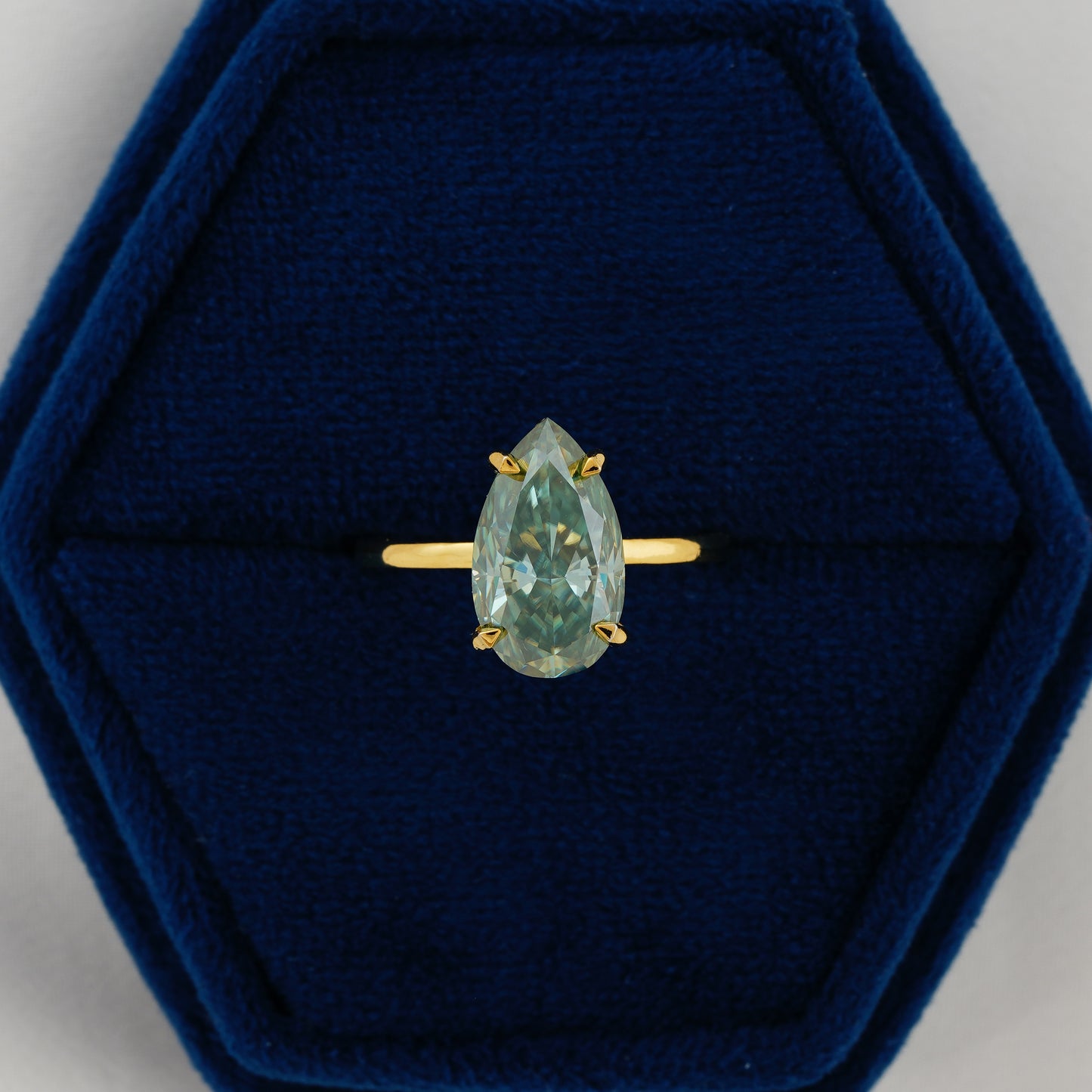 5.6 CT Blue-Green Pear Cut Lab Grown Diamond Engagement Ring – The Teardrop of the Sea
