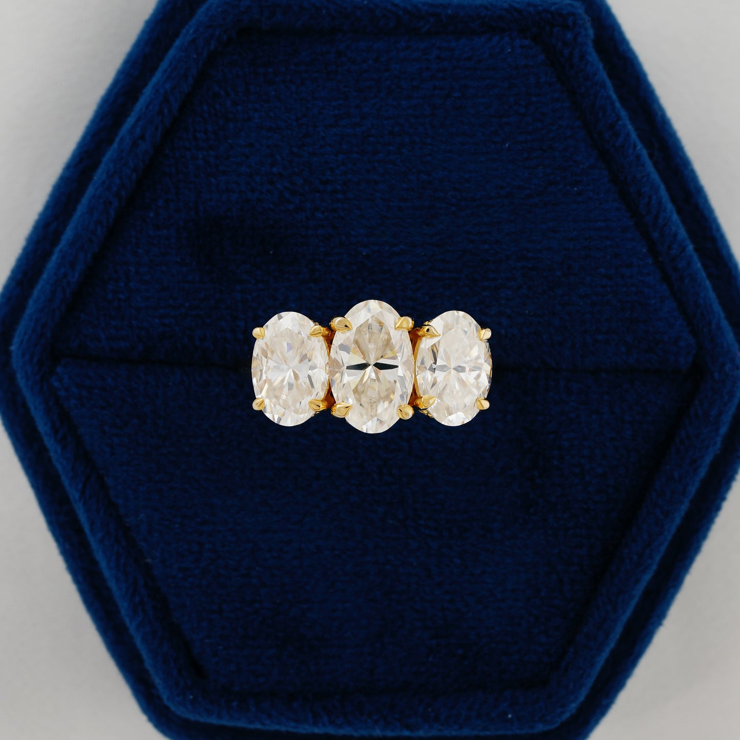 2.35 CT Oval Cut Lab Grown Diamond Three-Stone Engagement Ring with Classic Split Band