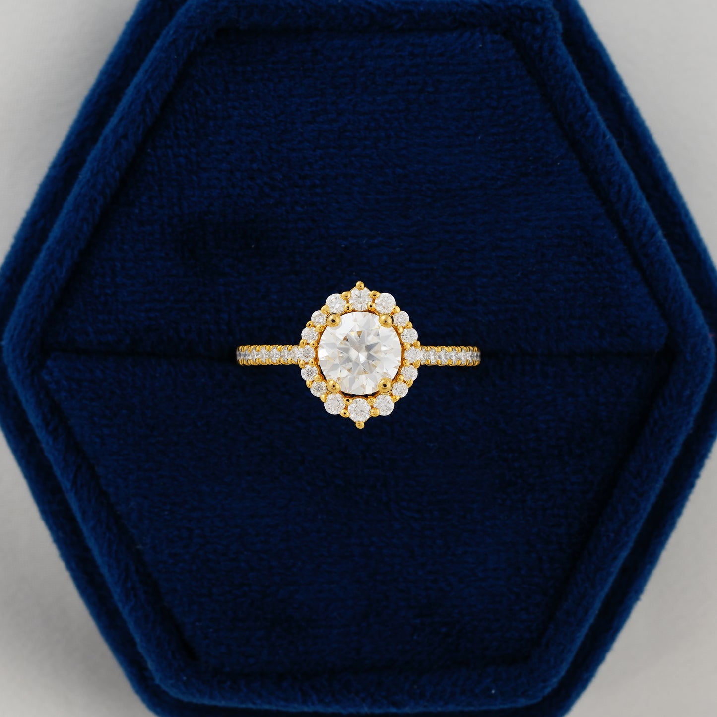 1.25 CT Round Cut Lab Grown Diamond Halo Ring – A Circle of Love and Eternal Brilliance