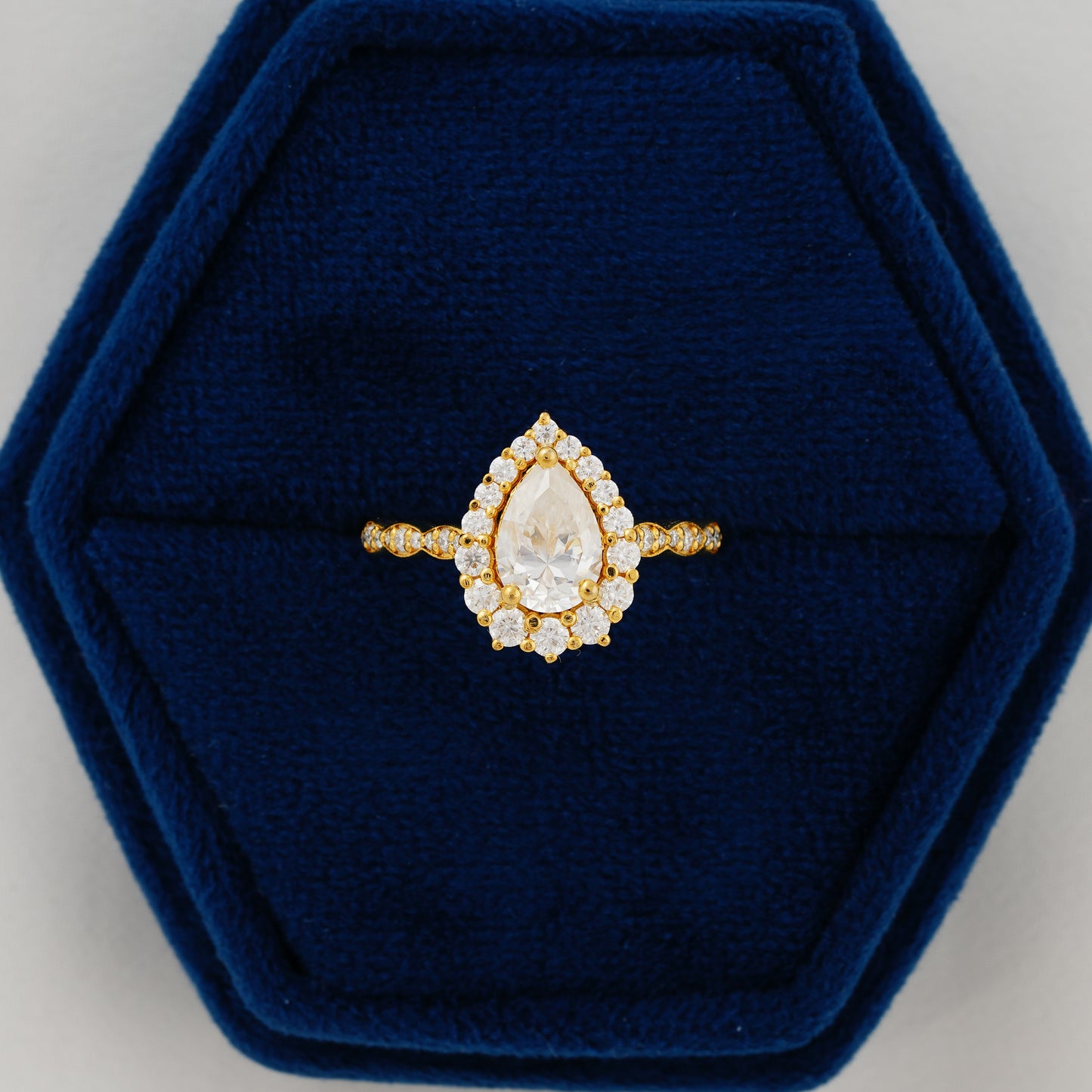 1.93 CT Pear Halo Lab Grown Diamond Engagement Ring – The Dewdrop Promise