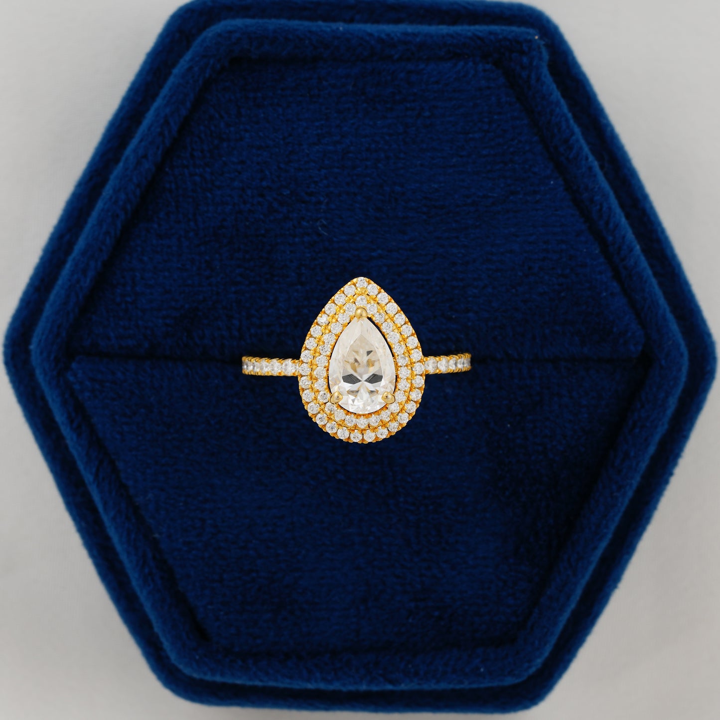 1.33 CT Pear Cut Lab Grown Diamond Double Halo Engagement Ring – The Eternal Teardrop