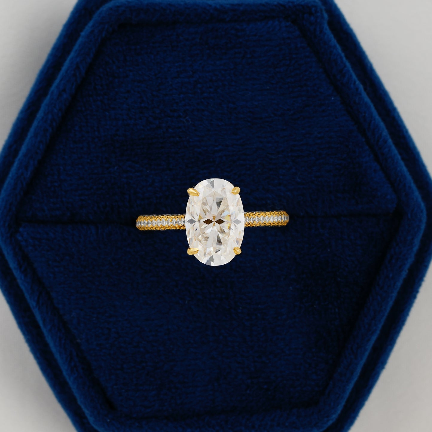 4 CT Oval Cut Double Pavé  Diamond Engagement Ring