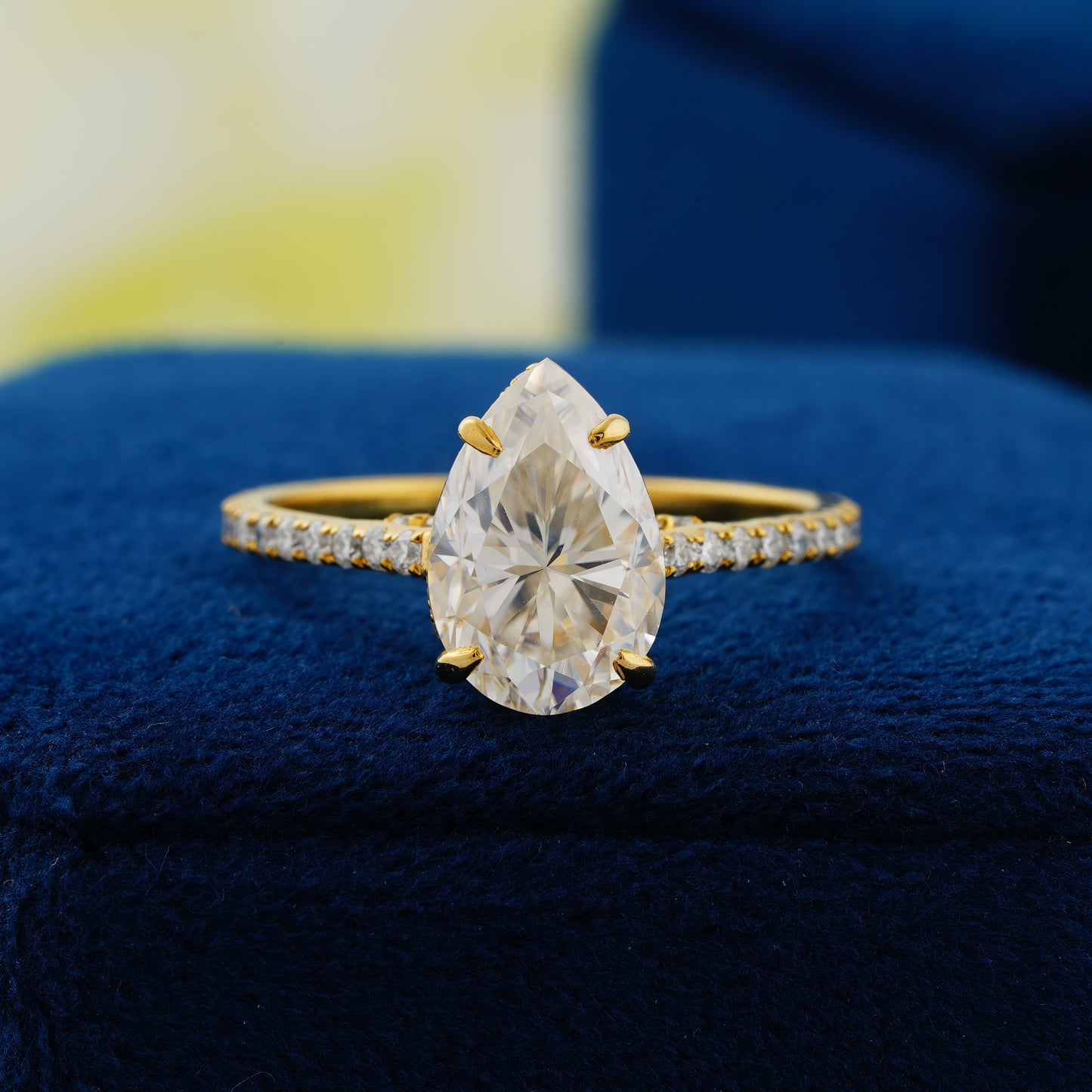 2.8 CT Pear Cut Lab Grown Diamond Engagement Ring