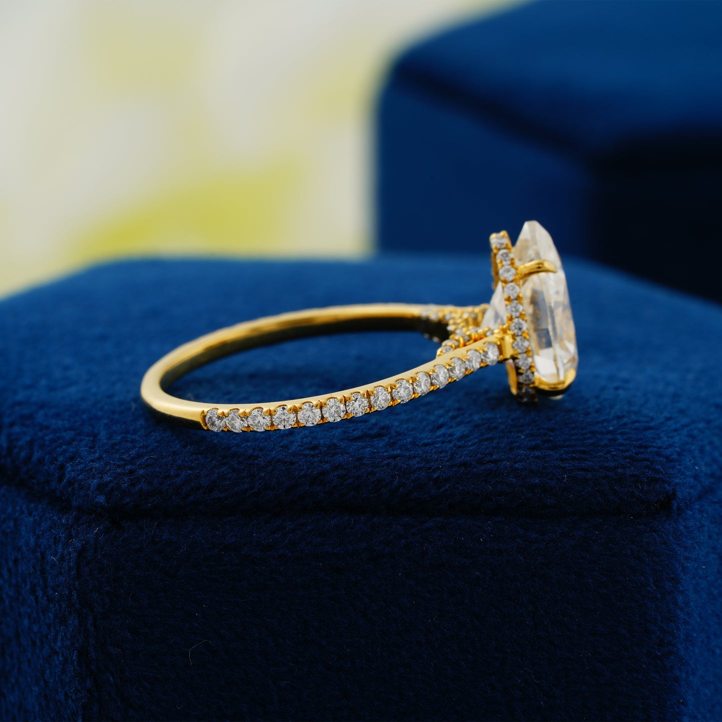 2.8 CT Pear Cut Lab Grown Diamond Engagement Ring