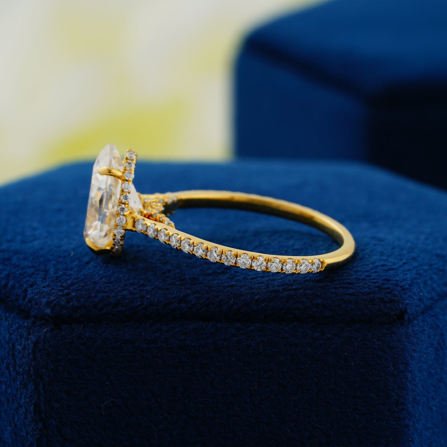 2.8 CT Pear Cut Lab Grown Diamond Engagement Ring