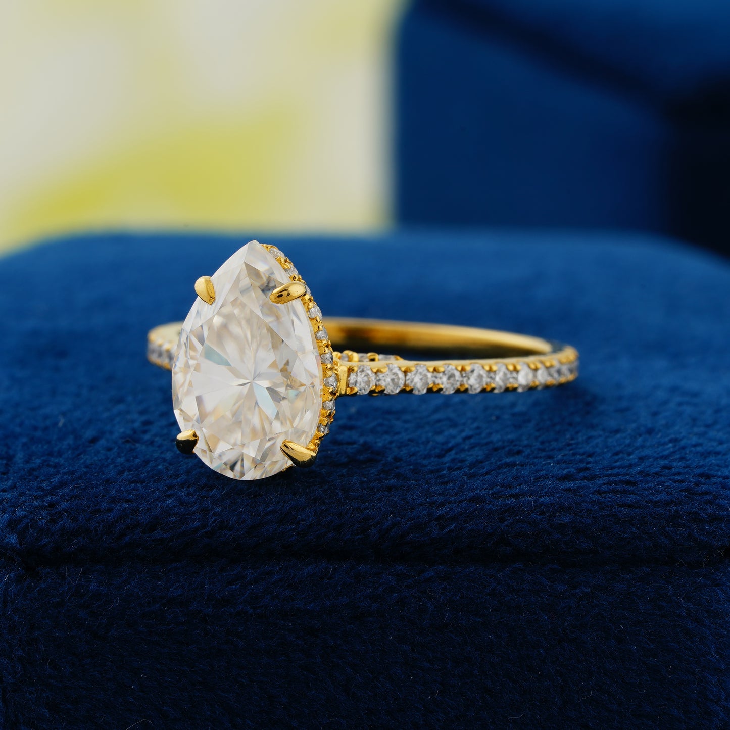 2.8 CT Pear Cut Lab Grown Diamond Engagement Ring