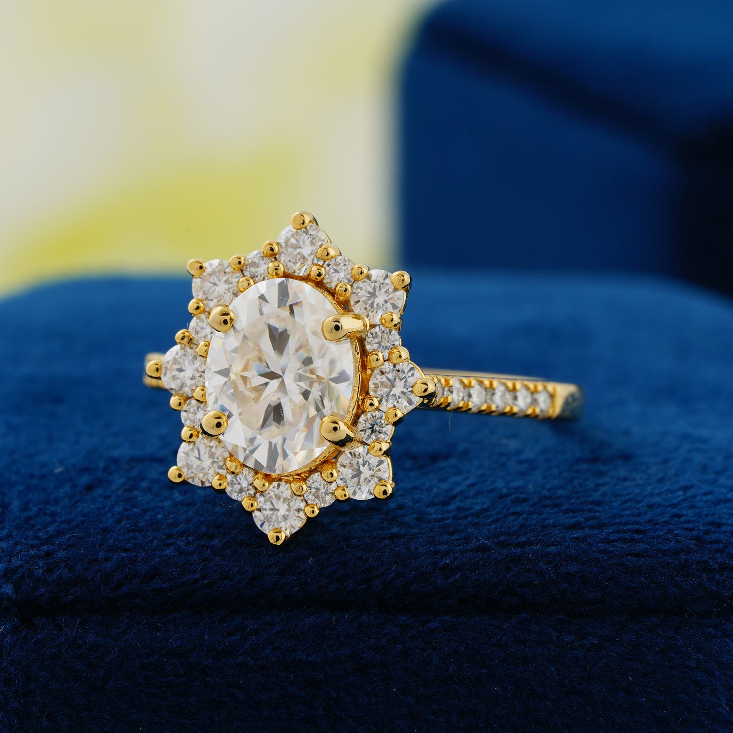 1.91 CT Oval Cut Lab Grown Diamond Halo Engagement Ring – A Bloom of Eternal Love