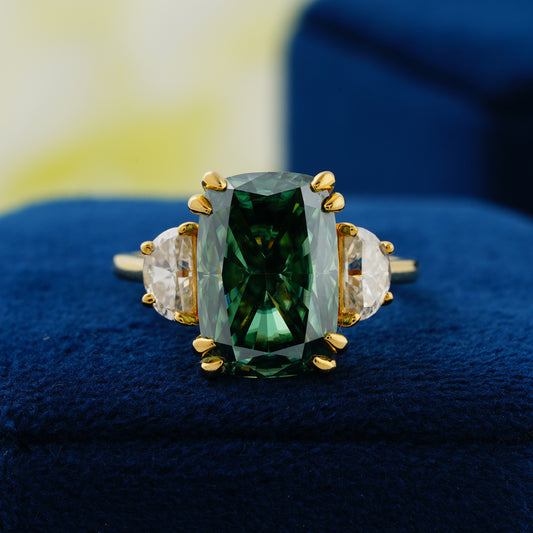 6.3 CT Dark Green Cushion Cut Lab Grown Diamond Engagement Ring – The Forest’s Whisper