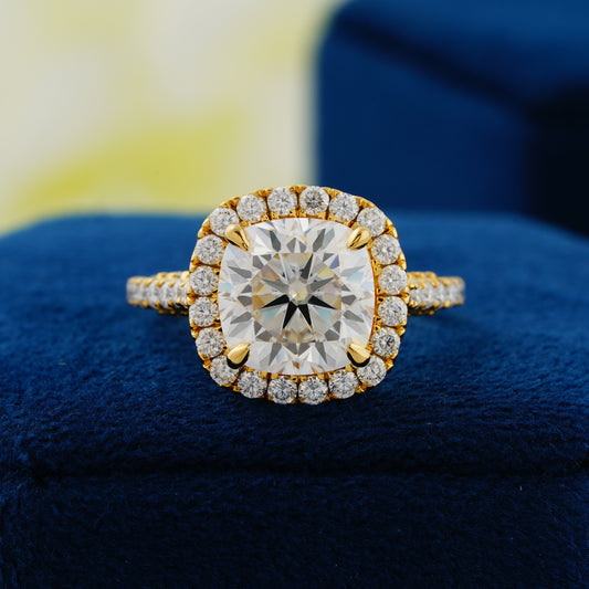 4.00 CT Cushion Cut Lab Grown Diamond Halo Engagement Ring