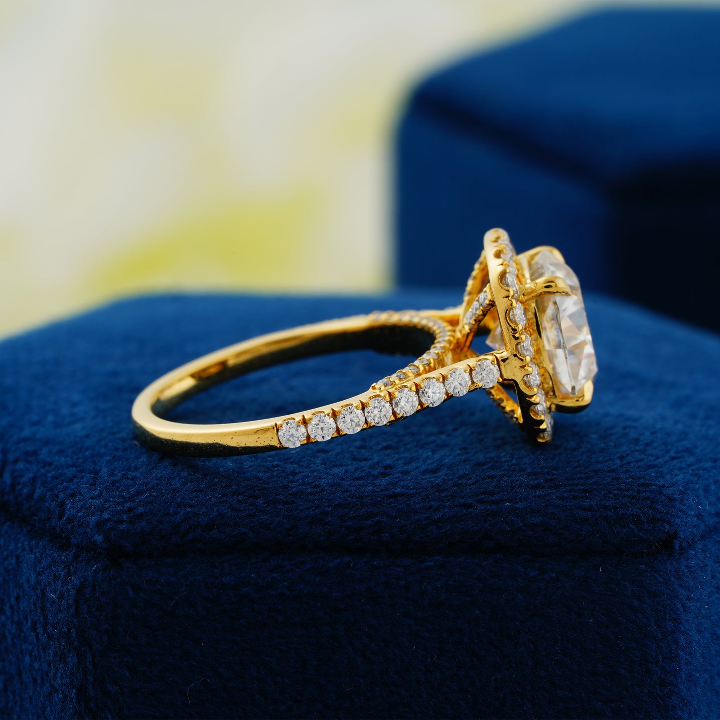 4.00 CT Cushion Cut Lab Grown Diamond Halo Engagement Ring