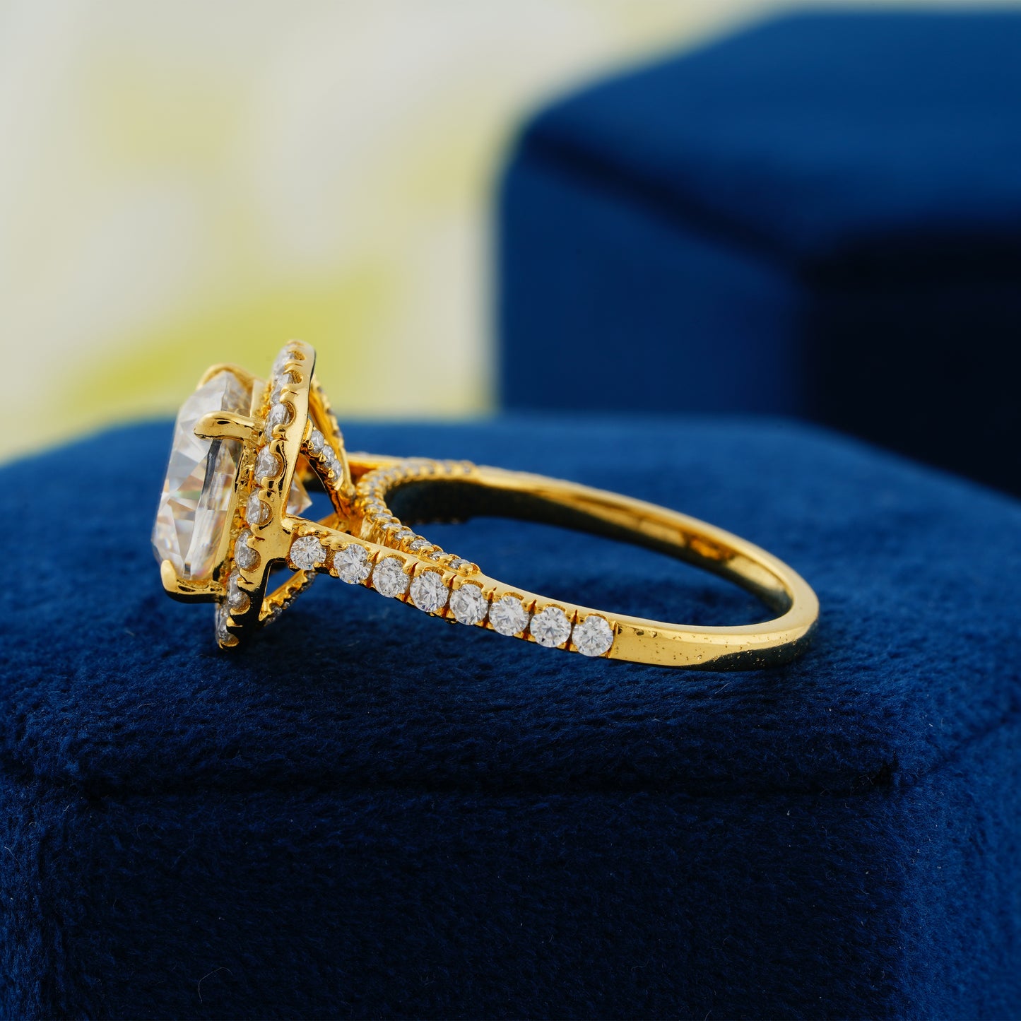 4.00 CT Cushion Cut Lab Grown Diamond Halo Engagement Ring