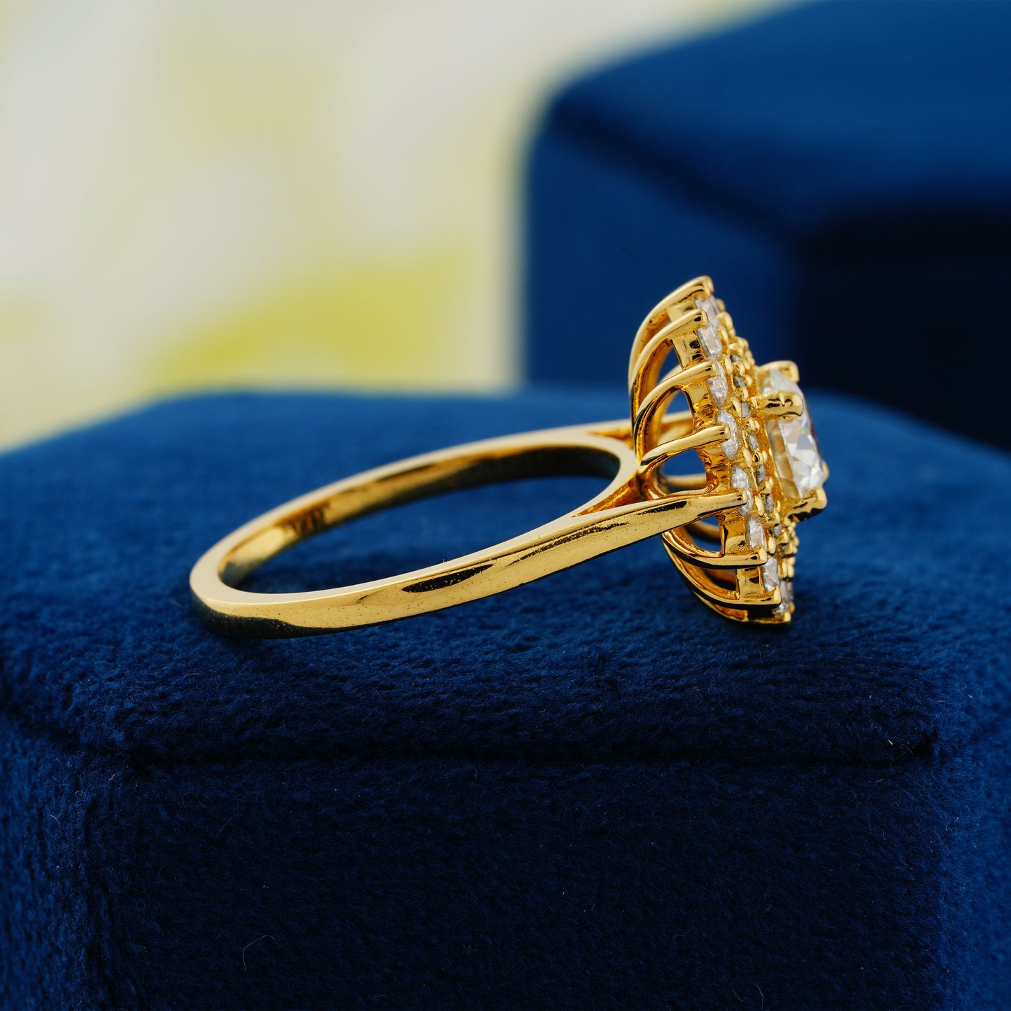 1 CT Round Lab Grown Diamond Double Halo Engagement Ring – A Bloom of Eternal Love