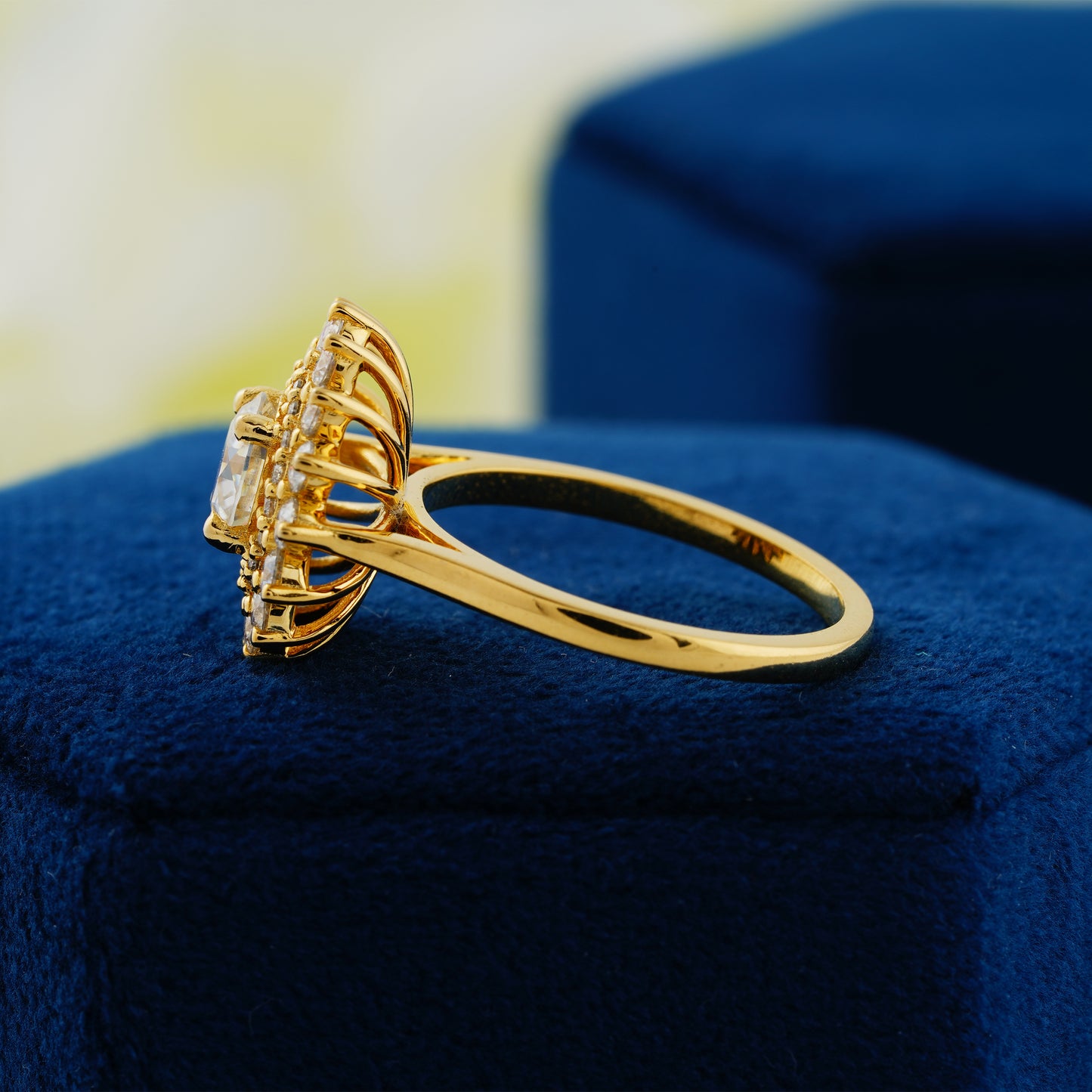 1 CT Round Lab Grown Diamond Double Halo Engagement Ring – A Bloom of Eternal Love