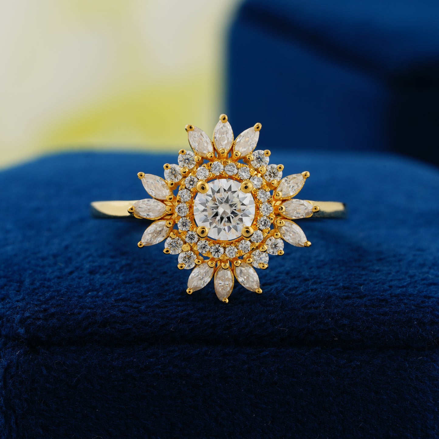 0.50 CT Round Cut Lab Grown Diamond Floral Halo Engagement Ring – The Bloom of Forever