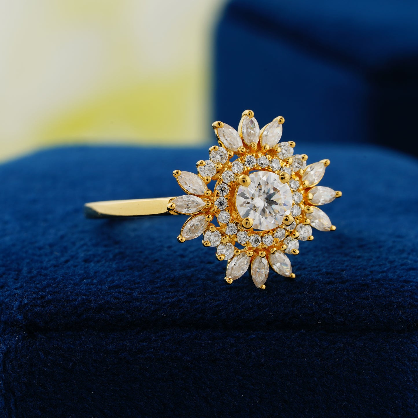 0.50 CT Round Cut Lab Grown Diamond Floral Halo Engagement Ring – The Bloom of Forever