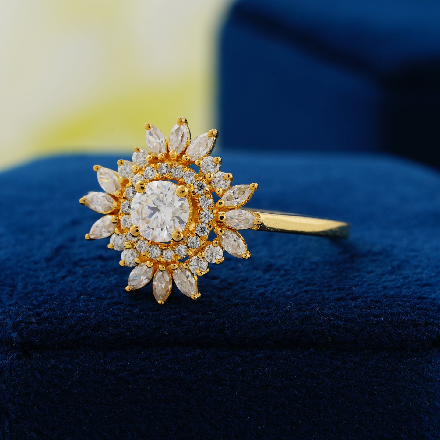 0.50 CT Round Cut Lab Grown Diamond Floral Halo Engagement Ring – The Bloom of Forever