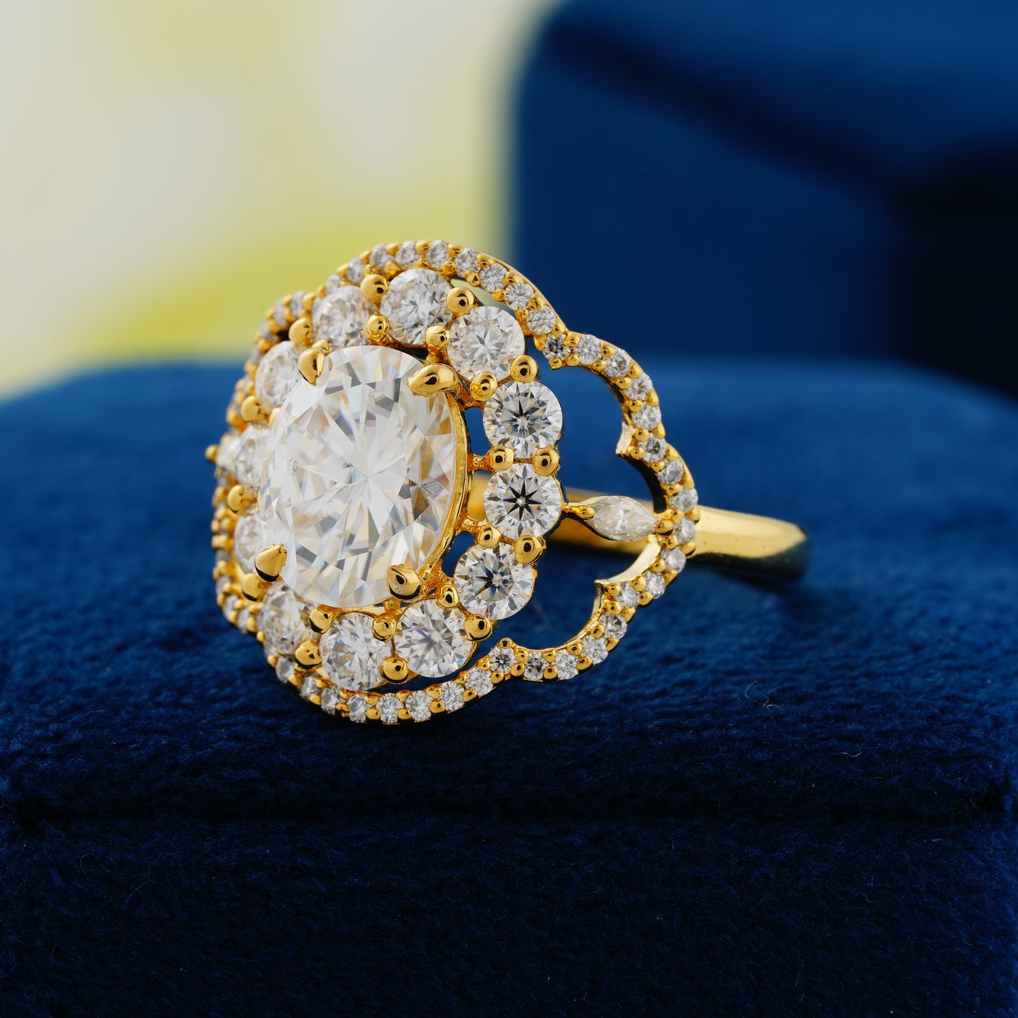 1.91ct Oval Floral  Diamond Ring