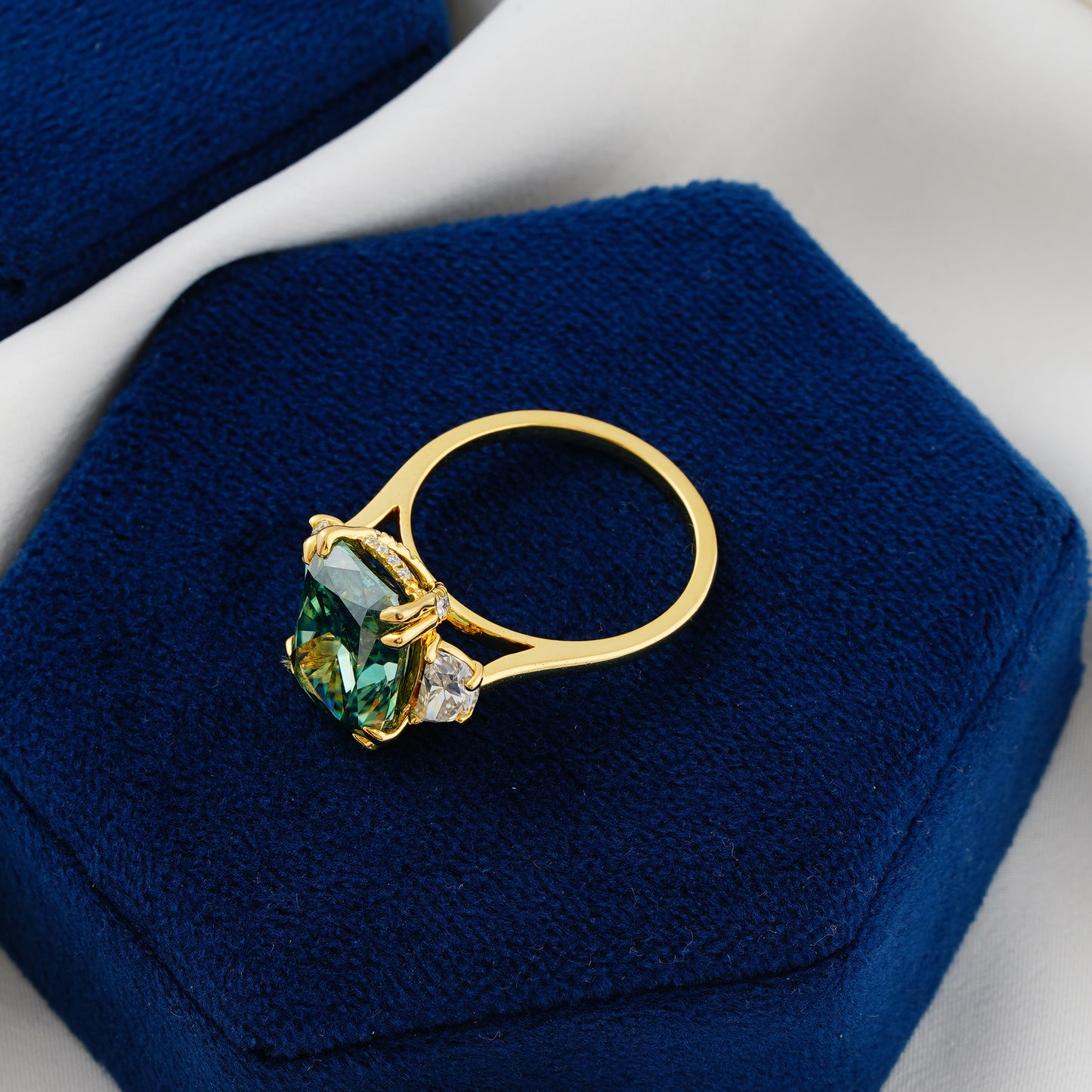 6.3 CT Dark Green Cushion Cut Lab Grown Diamond Engagement Ring – The Forest’s Whisper