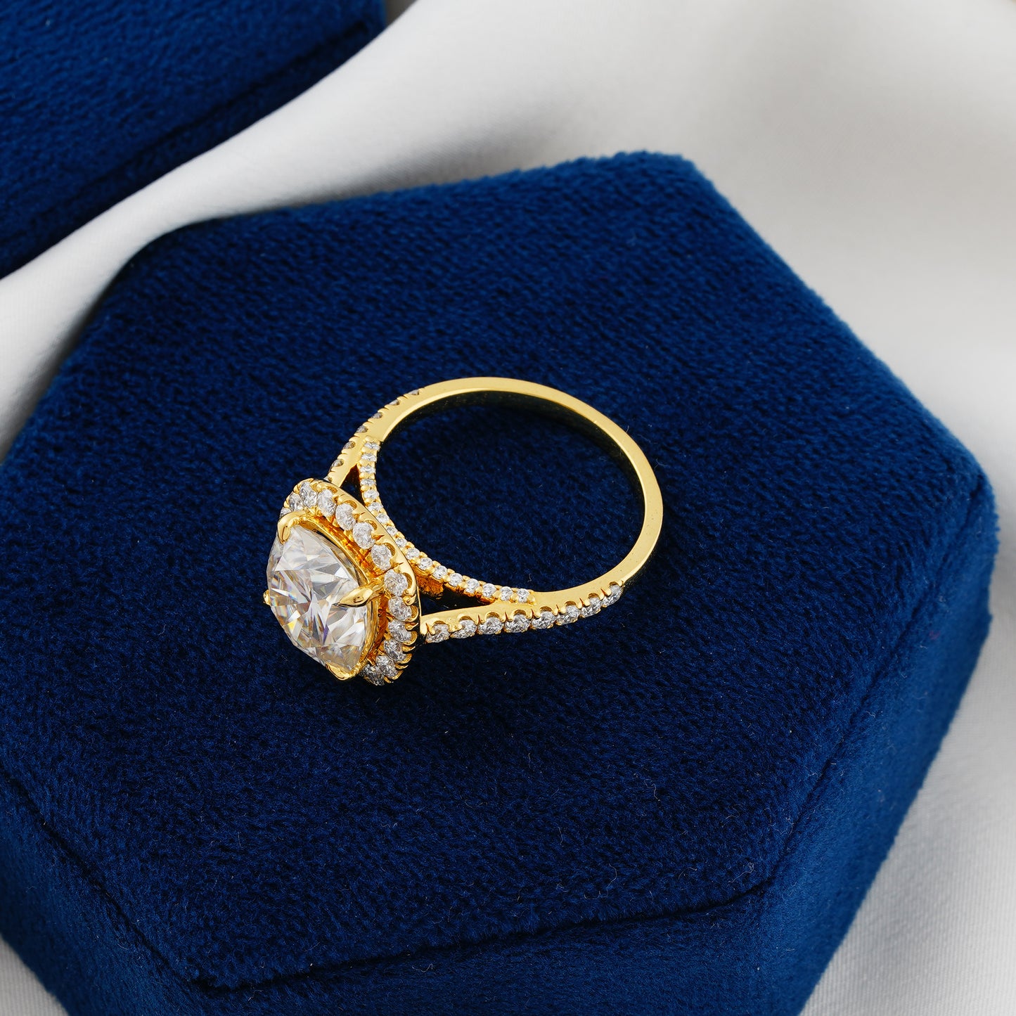 4.00 CT Cushion Cut Lab Grown Diamond Halo Engagement Ring