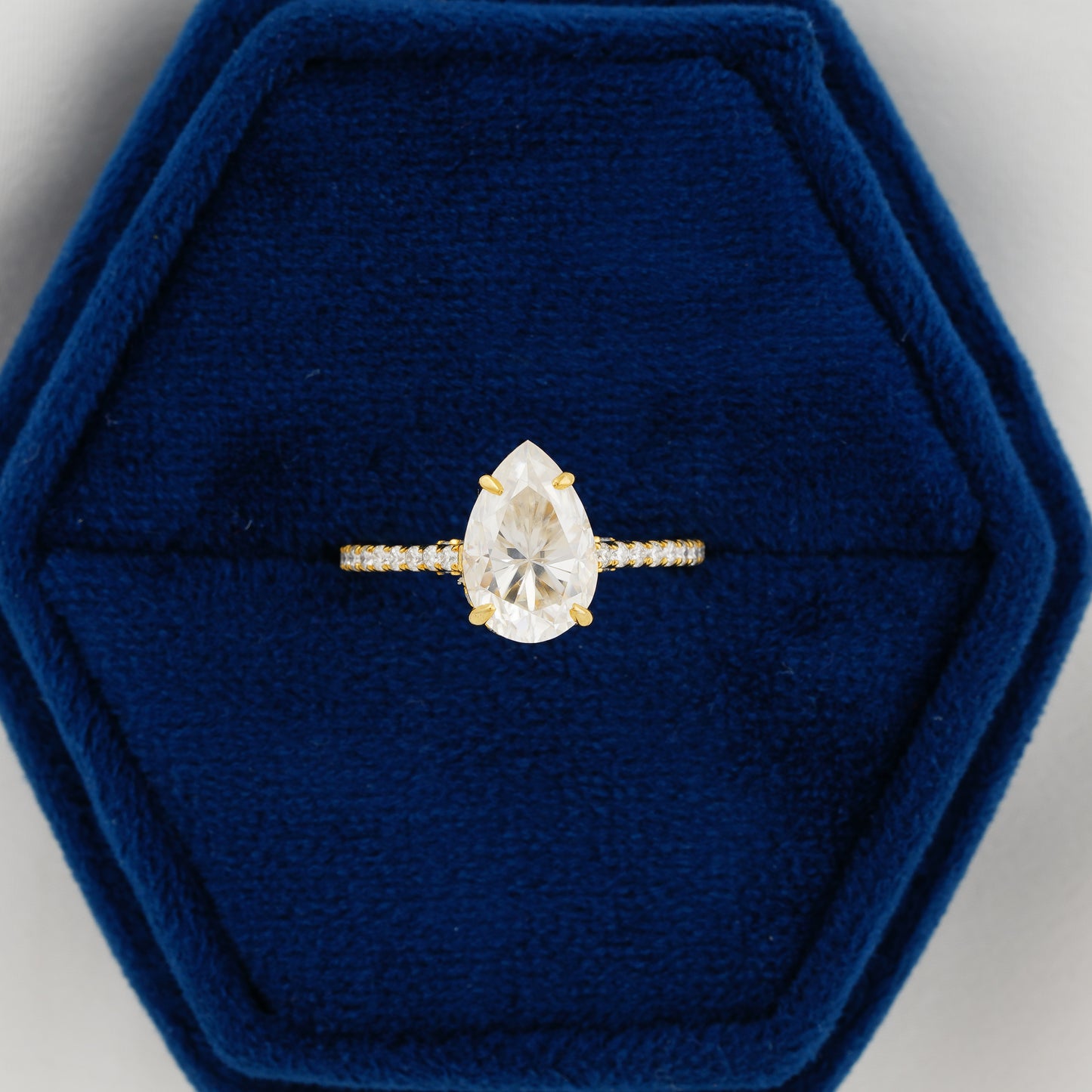 2.8 CT Pear Cut Lab Grown Diamond Engagement Ring