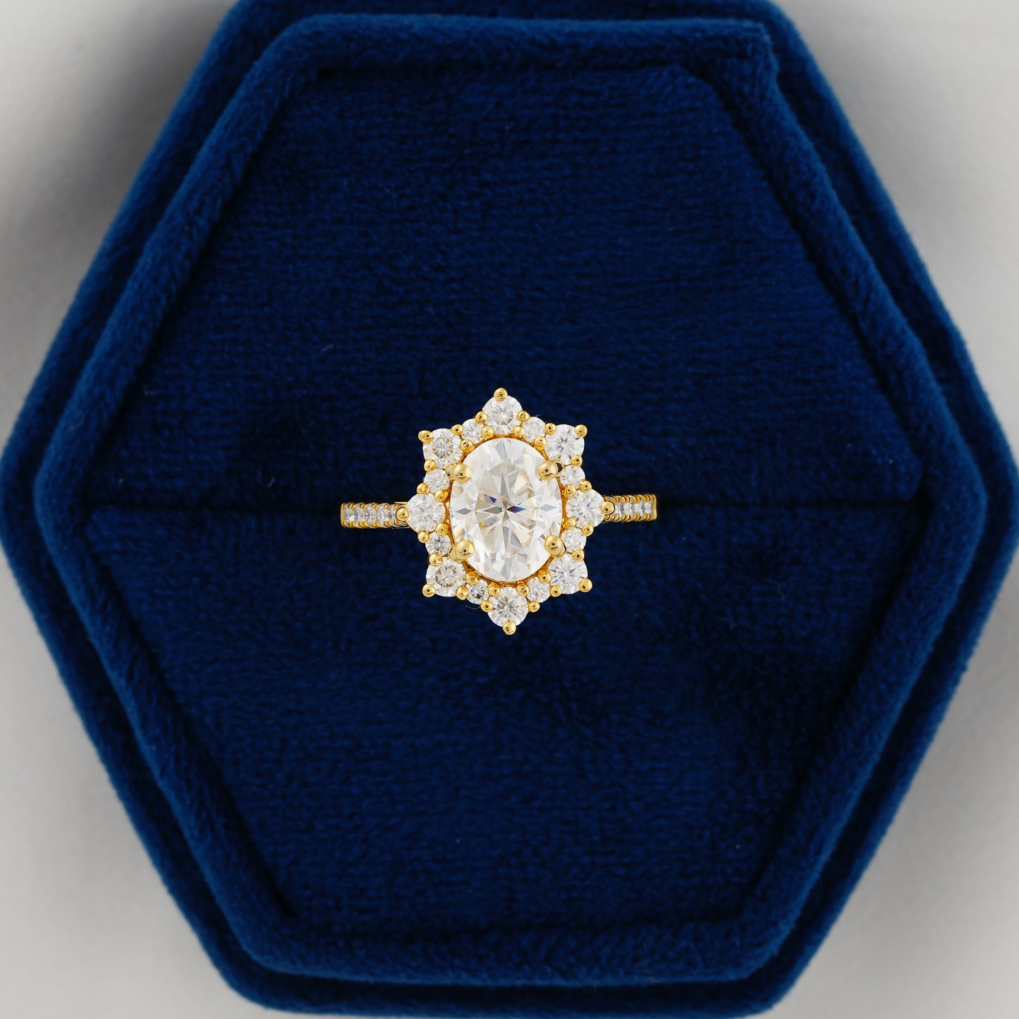 1.91 CT Oval Cut Lab Grown Diamond Halo Engagement Ring – A Bloom of Eternal Love