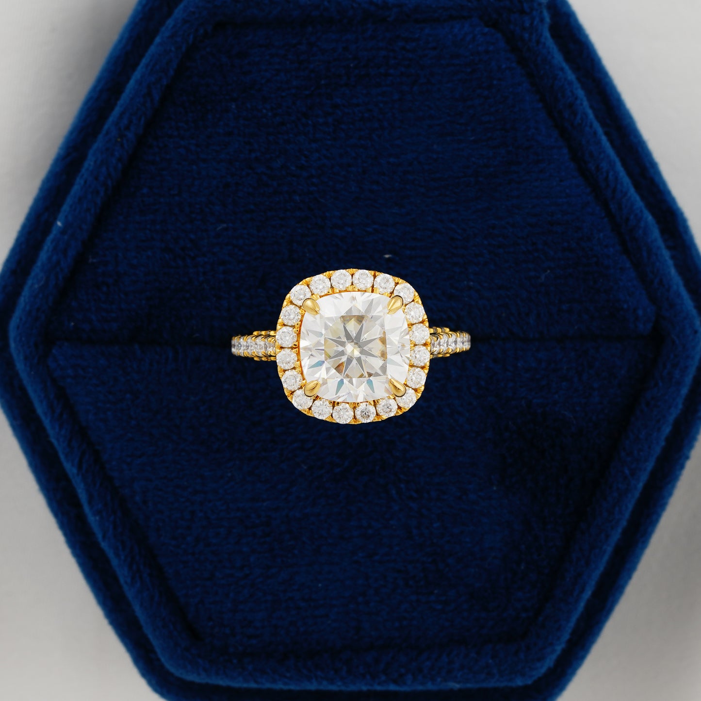 4.00 CT Cushion Cut Lab Grown Diamond Halo Engagement Ring