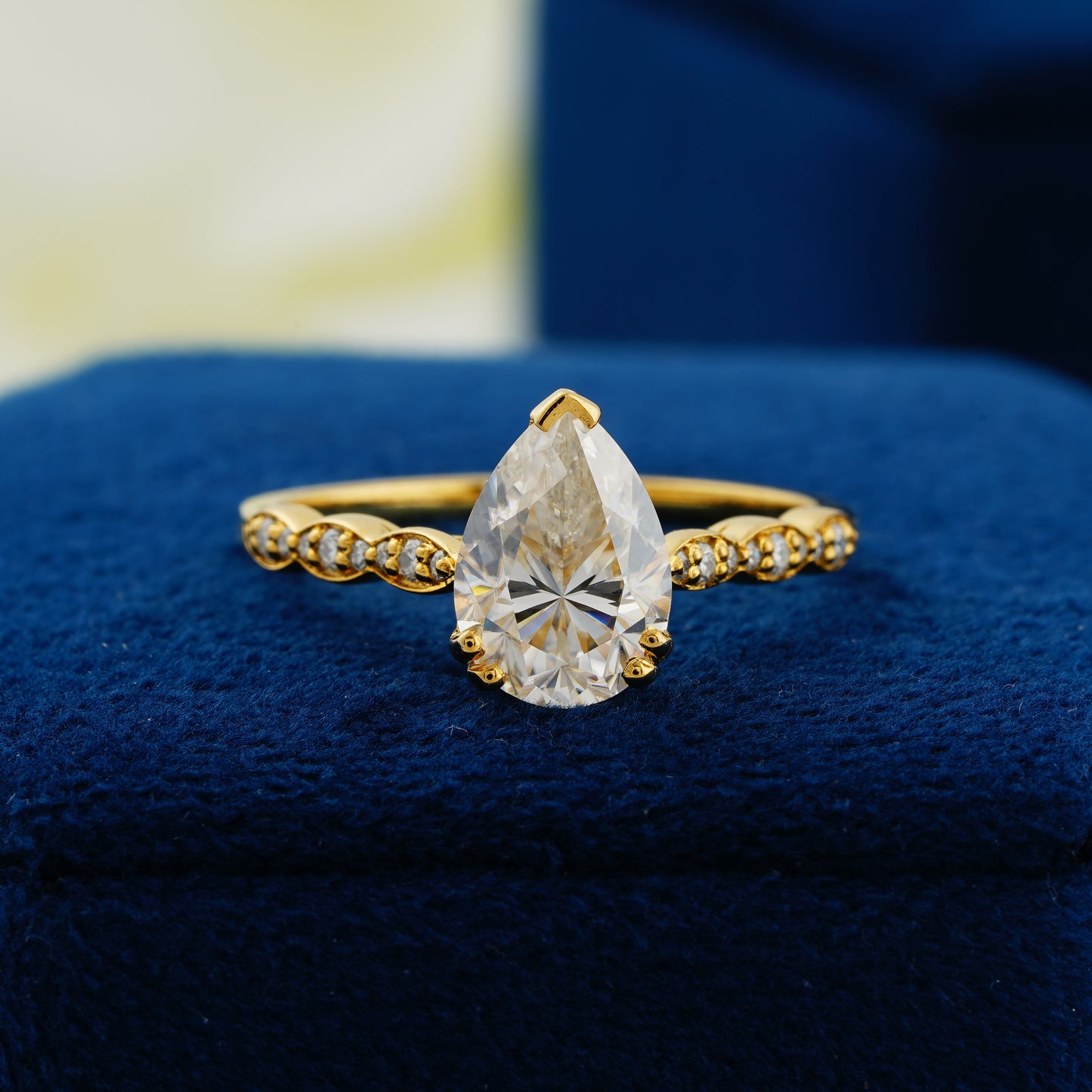 1.93 CT Pear Cut Lab Grown Diamond Engagement Ring – Timeless Teardrop Romance