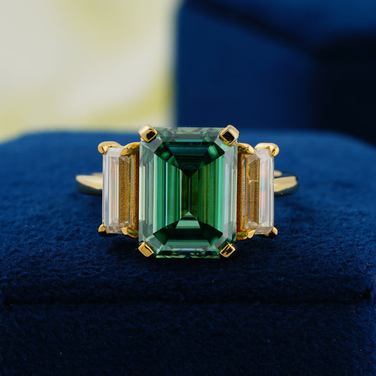 6.2 CT Dark Green Emerald Cut Ring – The Majestic Emerald