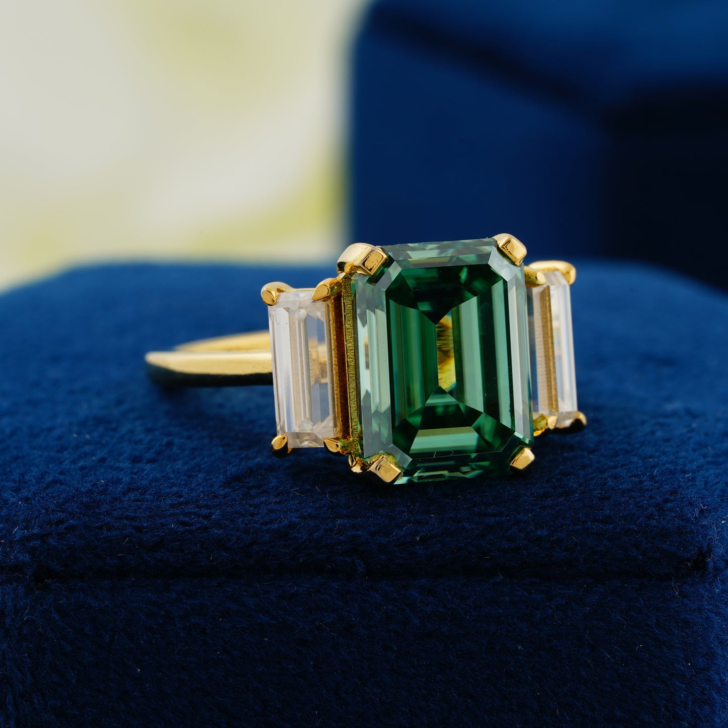 6.2 CT Dark Green Emerald Cut Ring – The Majestic Emerald