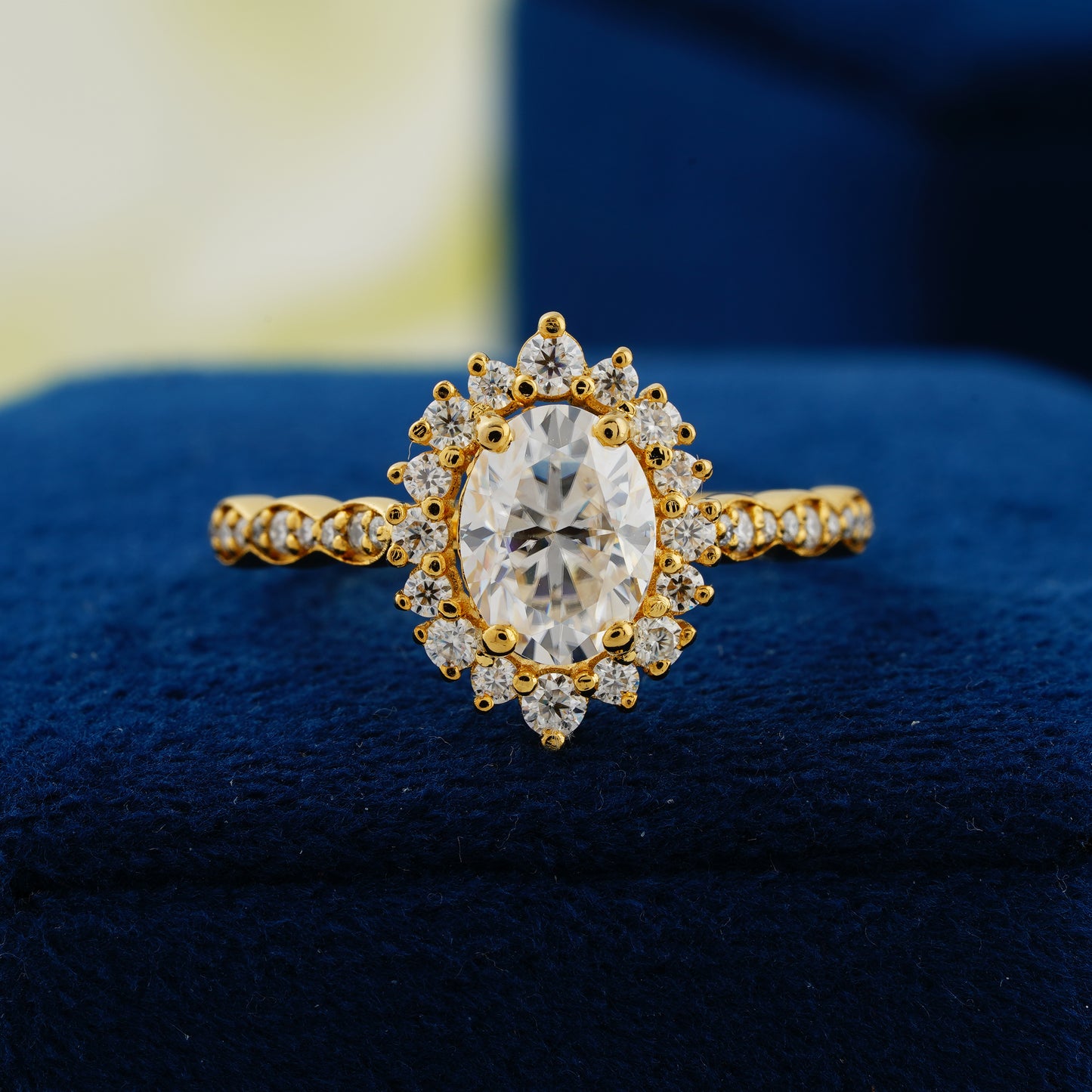 1.33 CT Oval Cut Halo Lab Grown Diamond Ring - Eternal Radiance