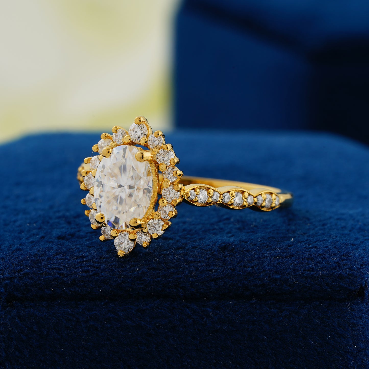 1.33 CT Oval Cut Halo Lab Grown Diamond Ring - Eternal Radiance