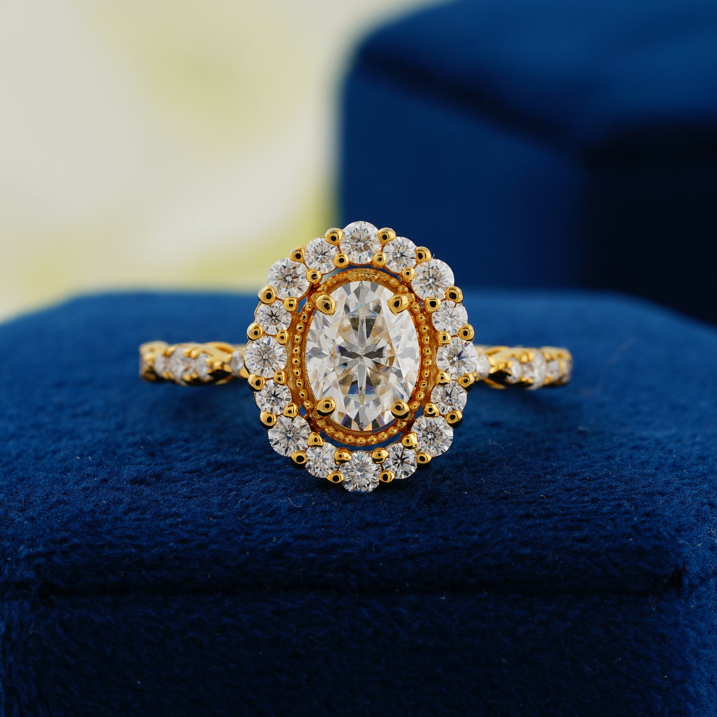 1.33 CT Oval Lab Grown Diamond Halo Engagement Ring – The Eternal Embrace