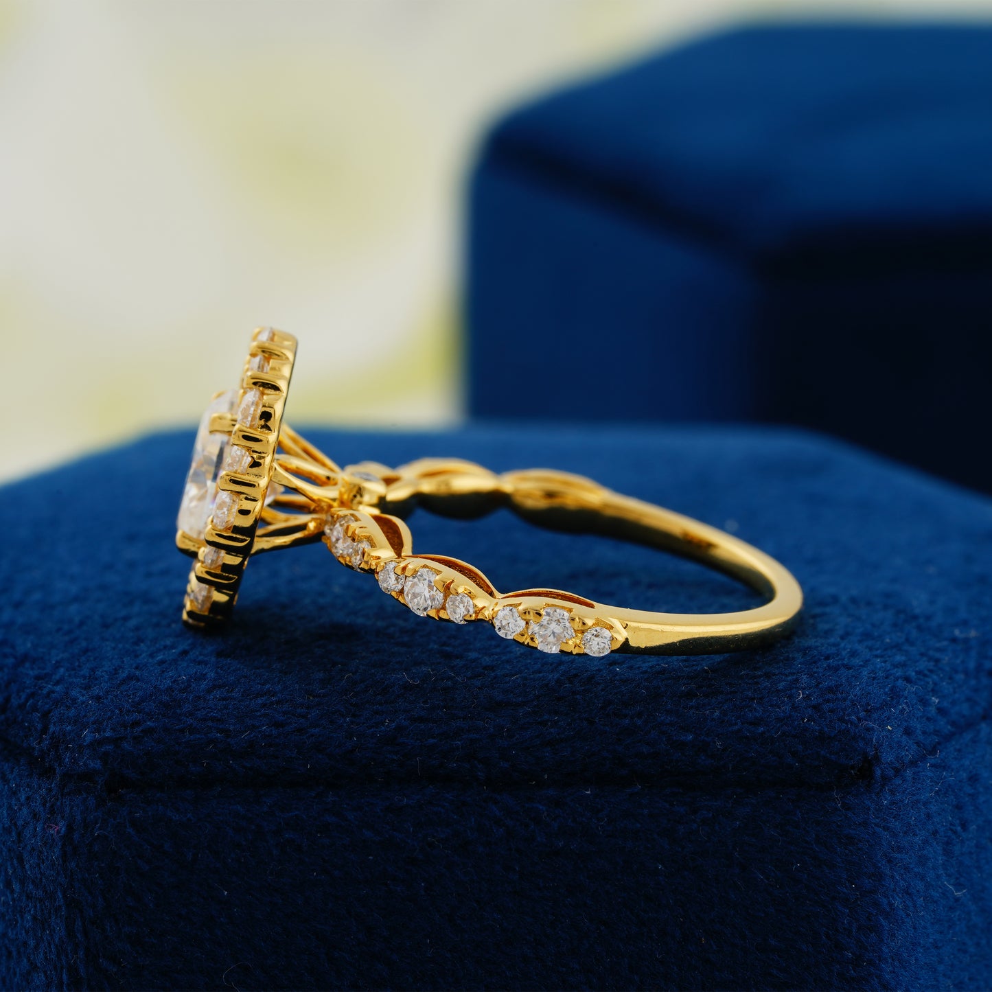 1.33 CT Oval Lab Grown Diamond Halo Engagement Ring – The Eternal Embrace